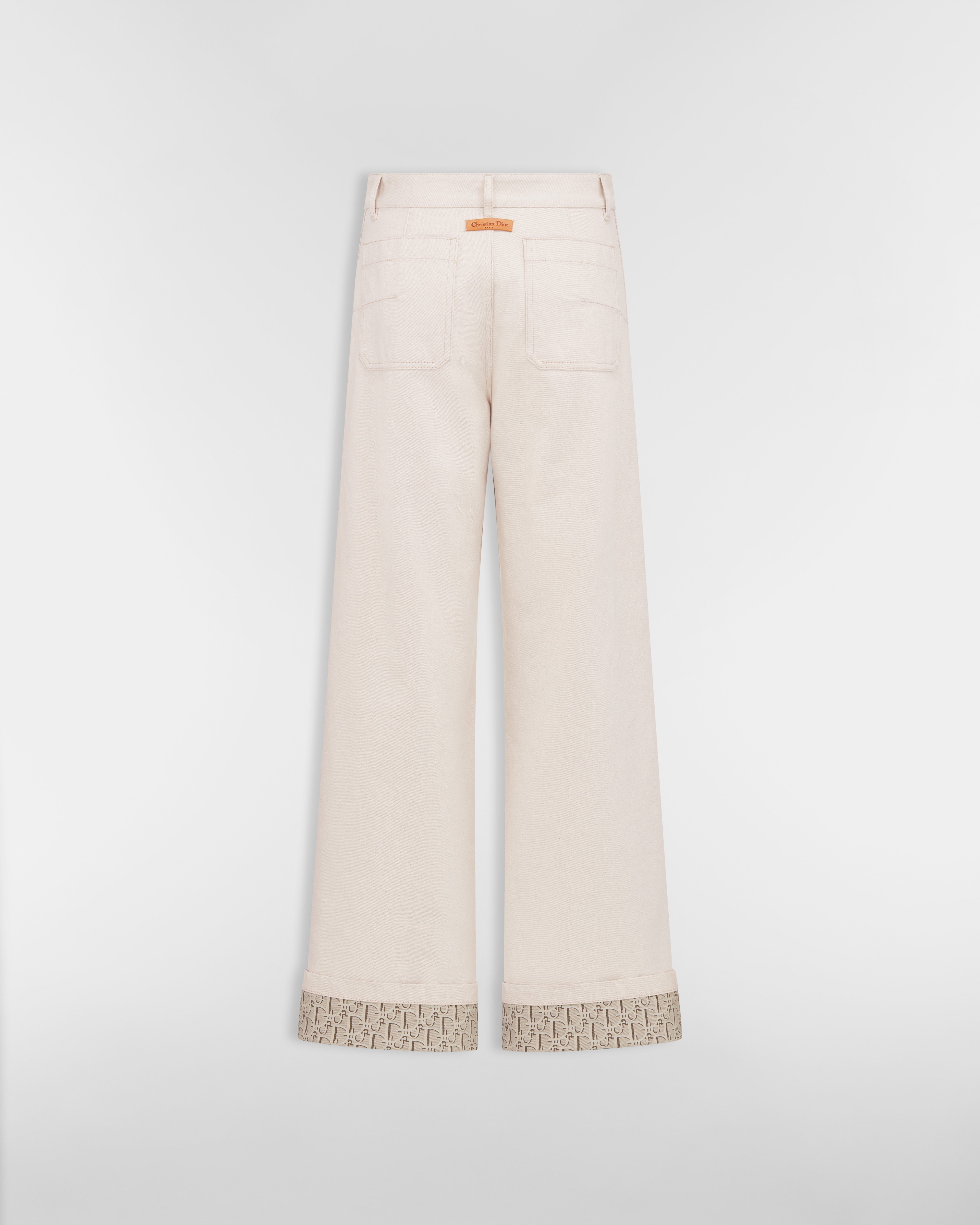 喇叭形牛仔裤 米白色棉质牛仔布 Oblique 印花内部 E08
