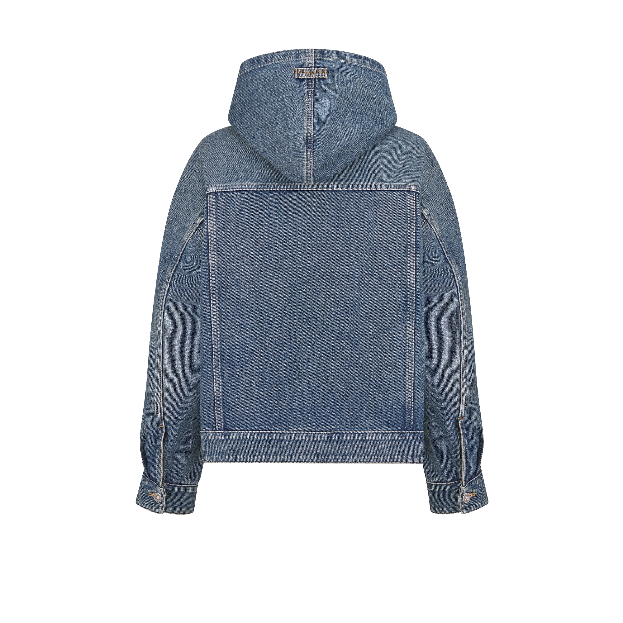 超大版型连帽夹克 蓝色石洗棉质牛仔布 E08