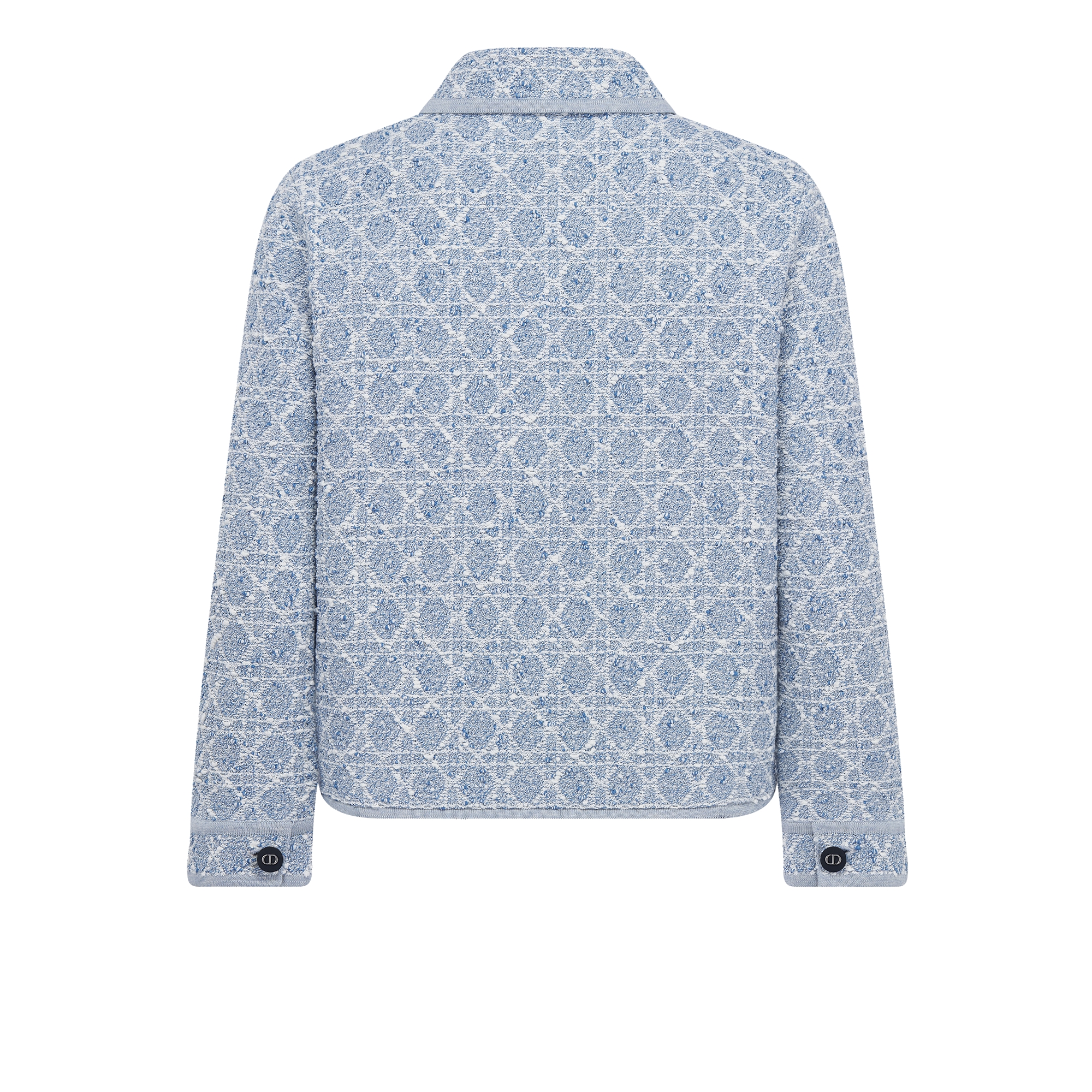 外套 水洗蓝棉质混纺粗花呢针织面料超大藤格纹 E08