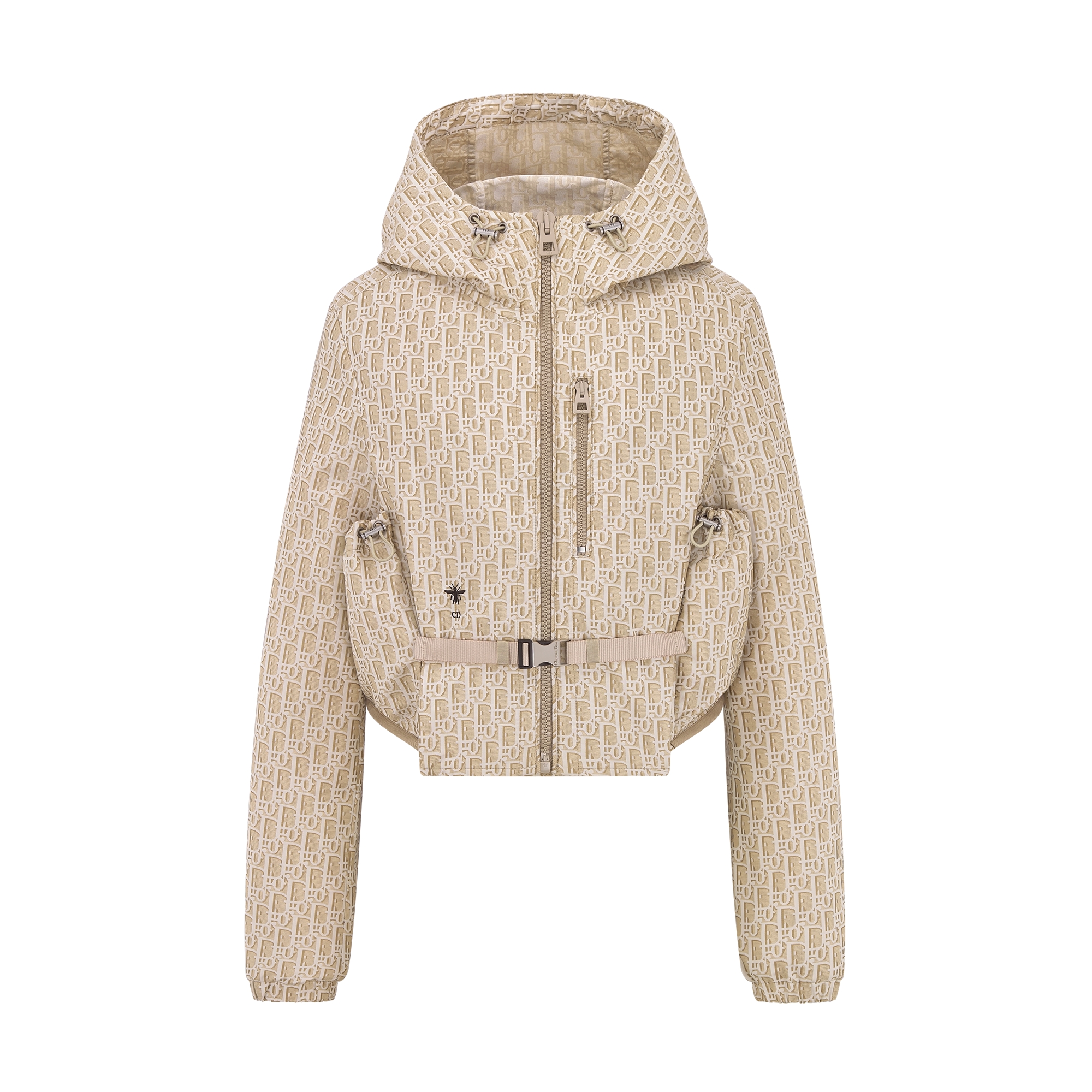  米色塔夫绸提花科技面料 Oblique 印花