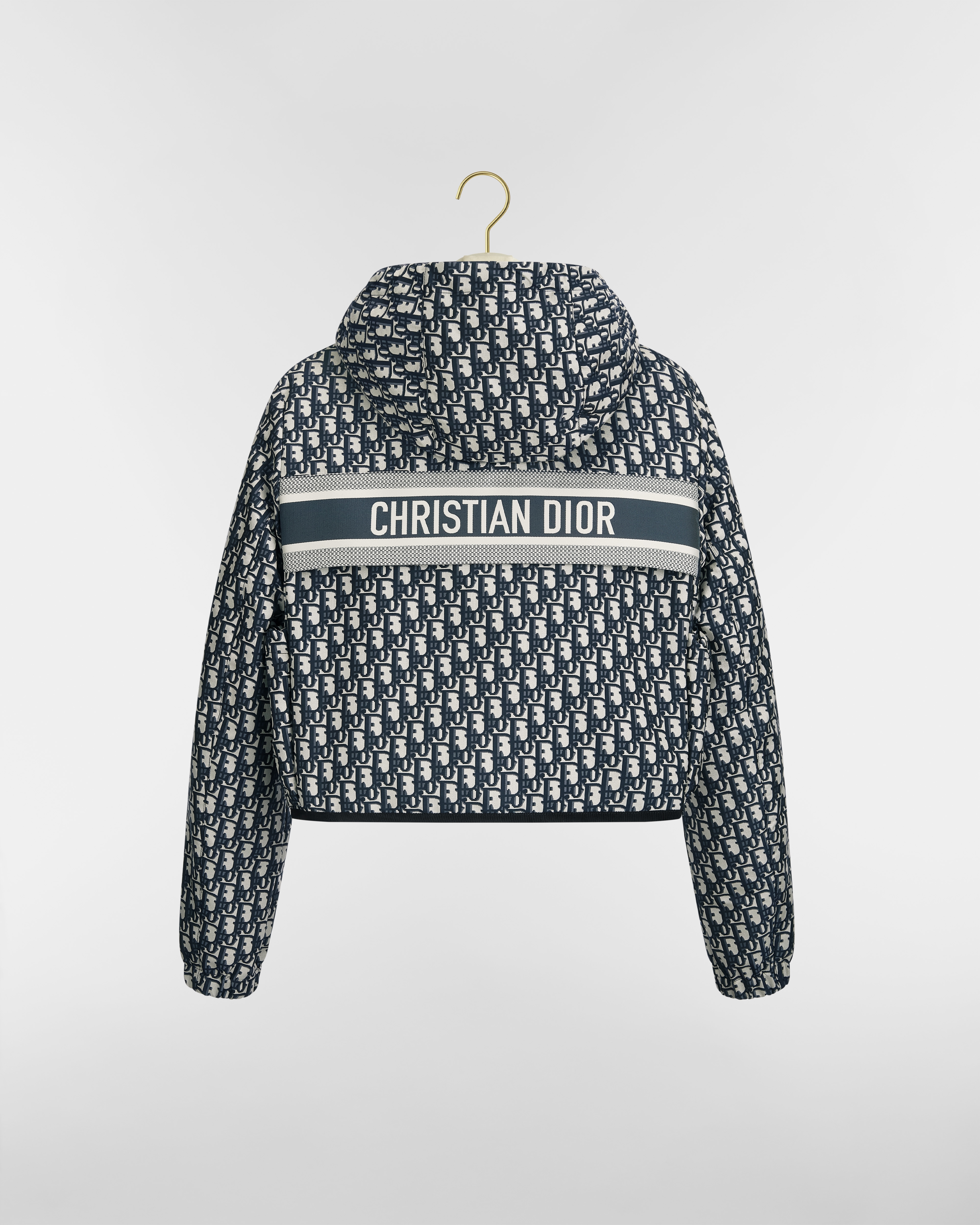 短款连帽外套 蓝色塔夫绸提花科技面料 Oblique 印花 E08