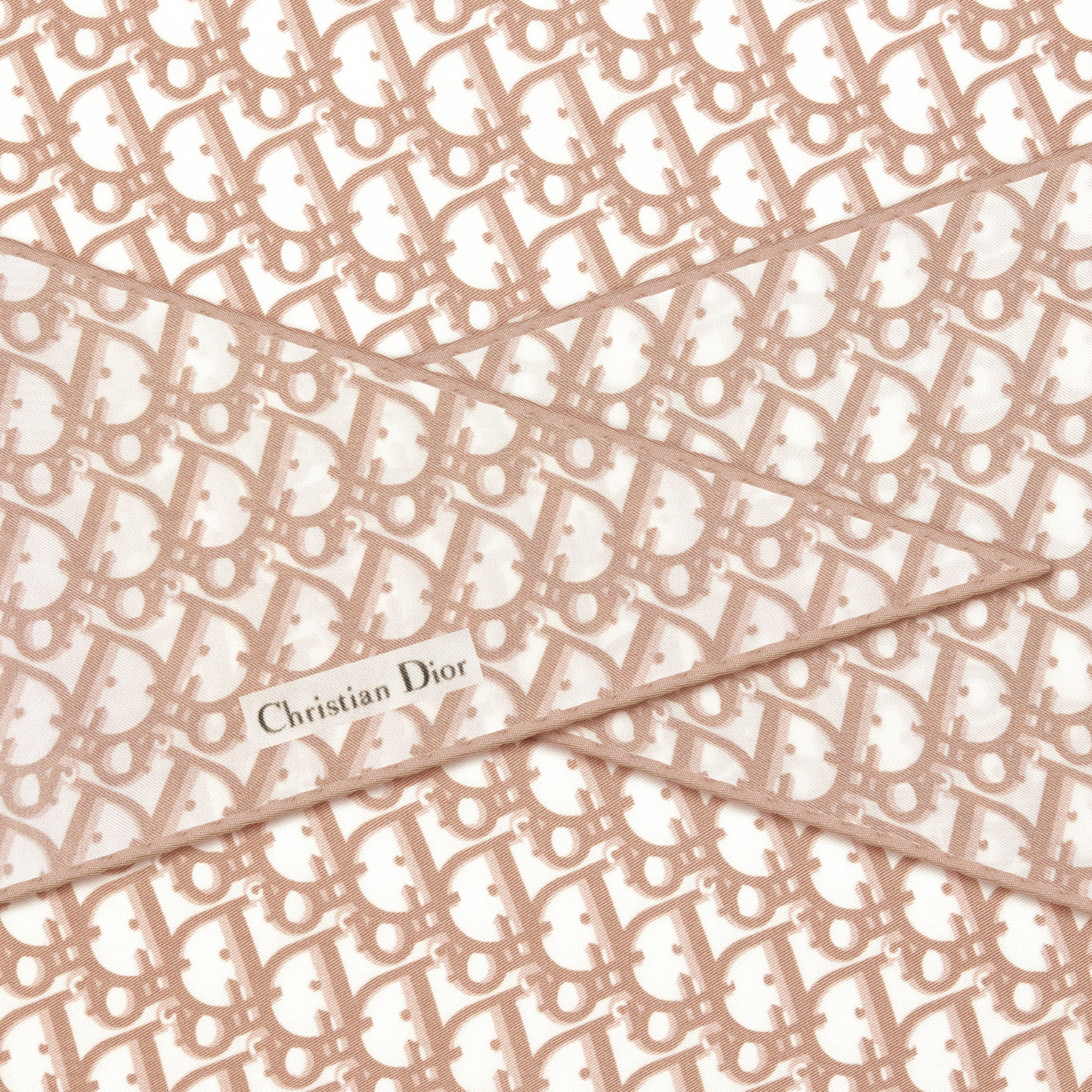 Dior Diamond 丝巾 玫瑰粉色桑蚕丝斜纹面料 Oblique 印花 E09