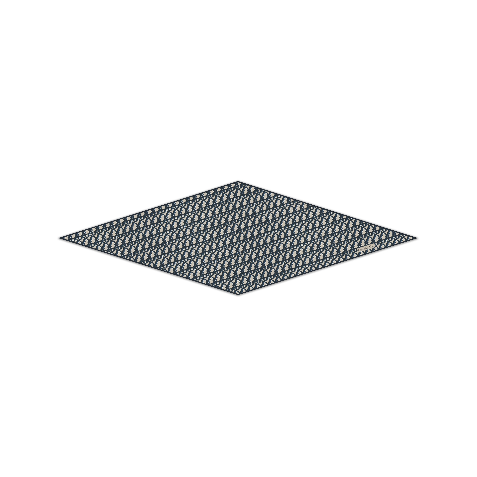 Dior Diamond 丝巾 海军蓝色桑蚕丝斜纹面料 Oblique 印花 E01