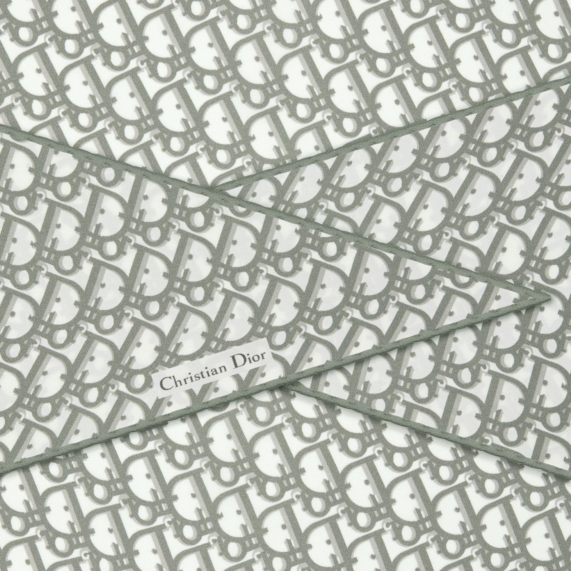 Dior Diamond 丝巾 灰色桑蚕丝斜纹面料 Oblique 印花 E09