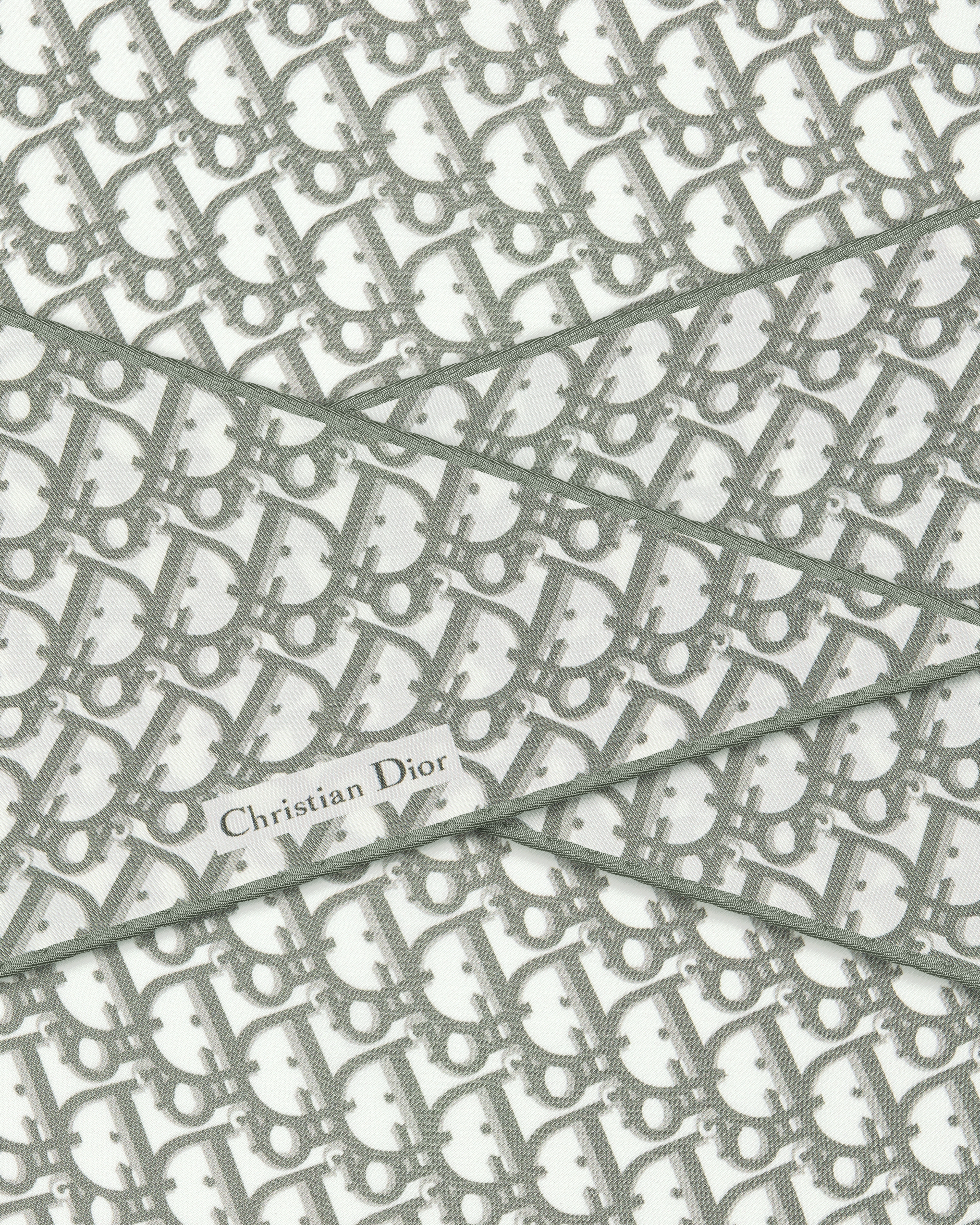 Dior Diamond 丝巾 灰色桑蚕丝斜纹面料 Oblique 印花 | DIOR