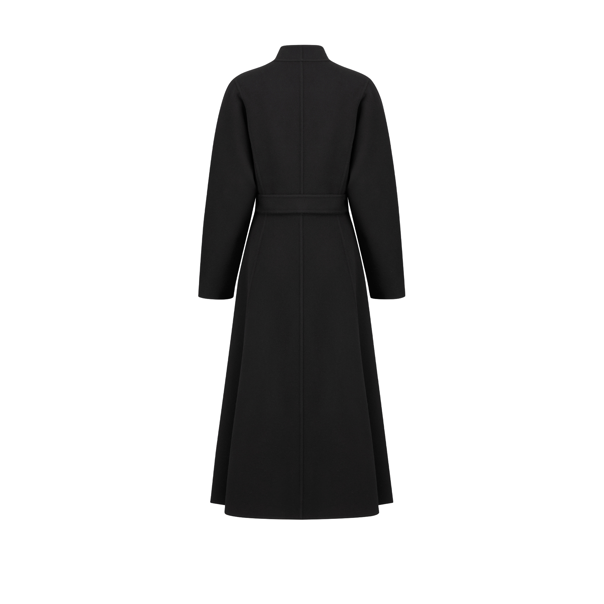 大衣 黑色双面绵羊毛混纺面料搭配腰带 E08