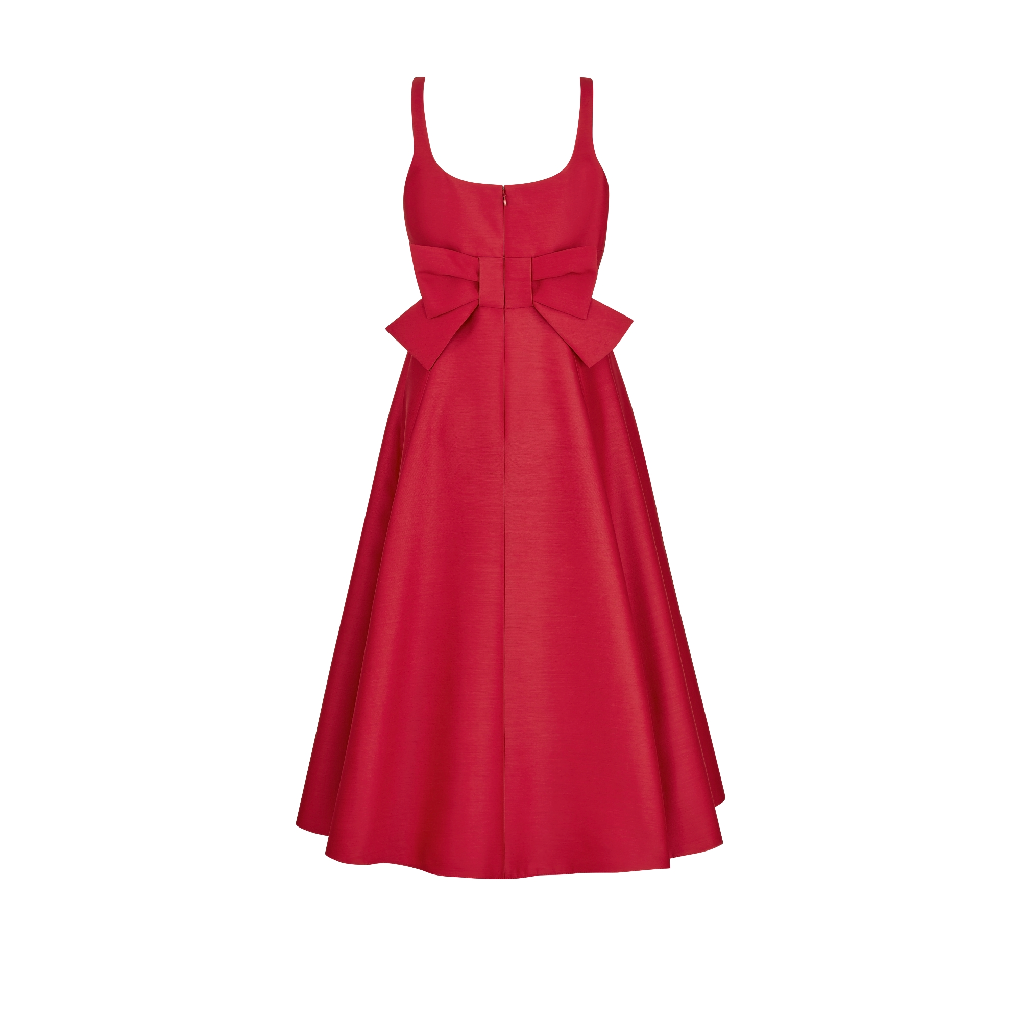 中长款喇叭形连衣裙 红色绵羊毛混纺面料 E08