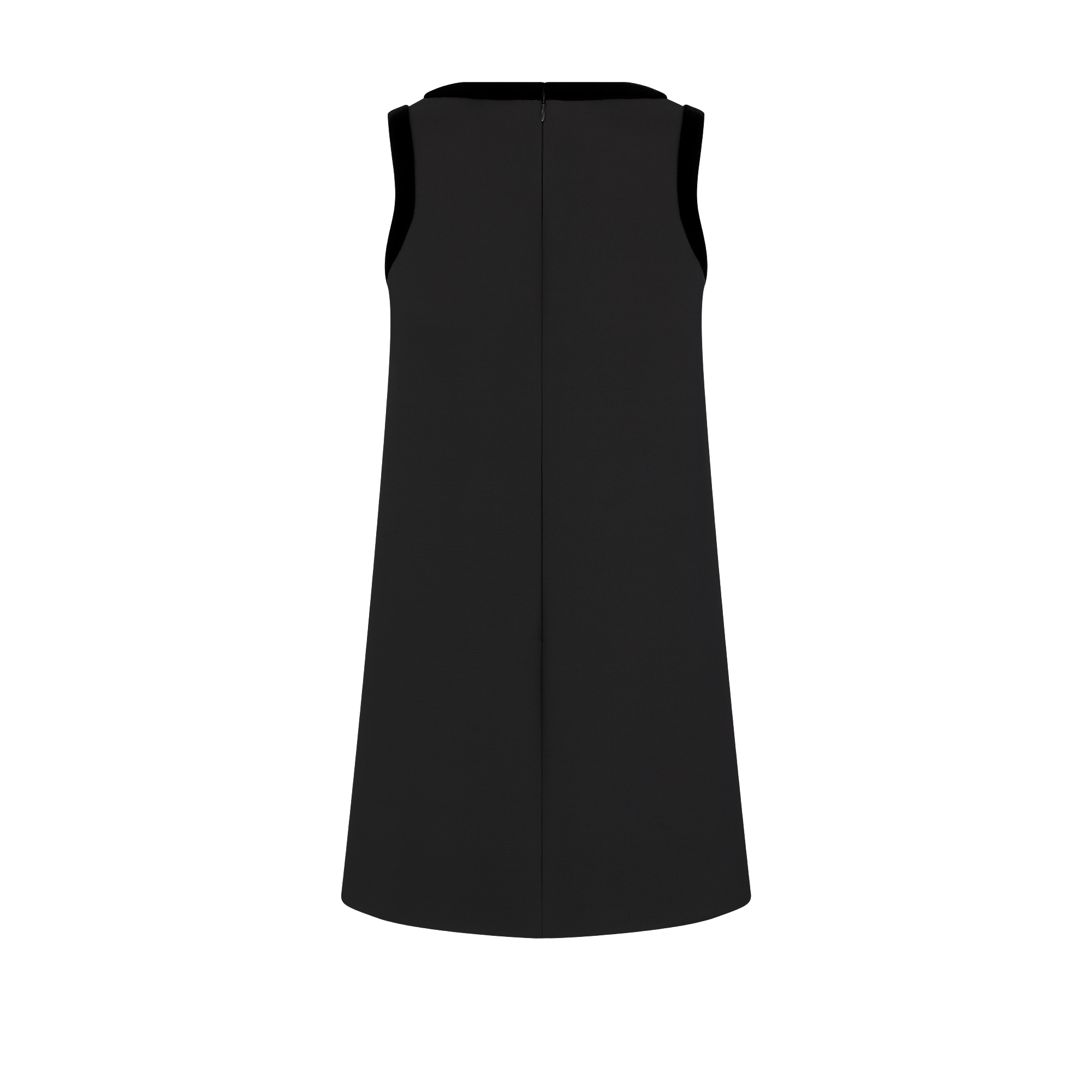 短款直筒刺绣连衣裙 黑色绵羊毛和桑蚕丝混纺面料天鹅绒细节 E08