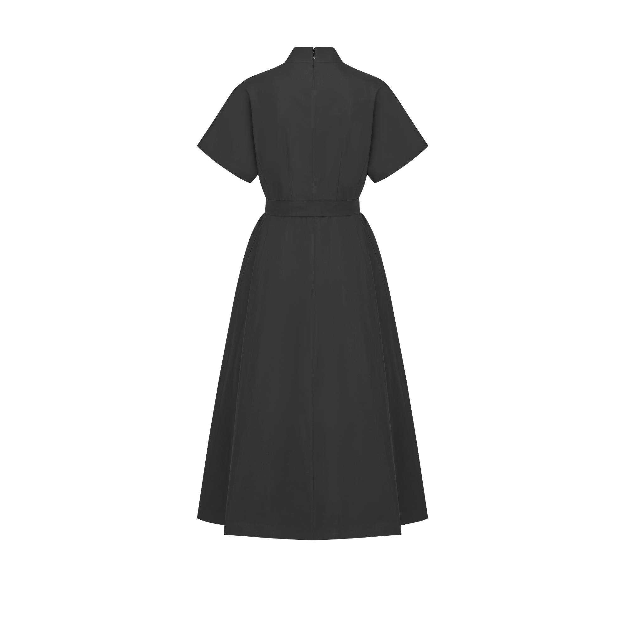 中长款连衣裙 黑色罗缎锦搭配腰带 E08