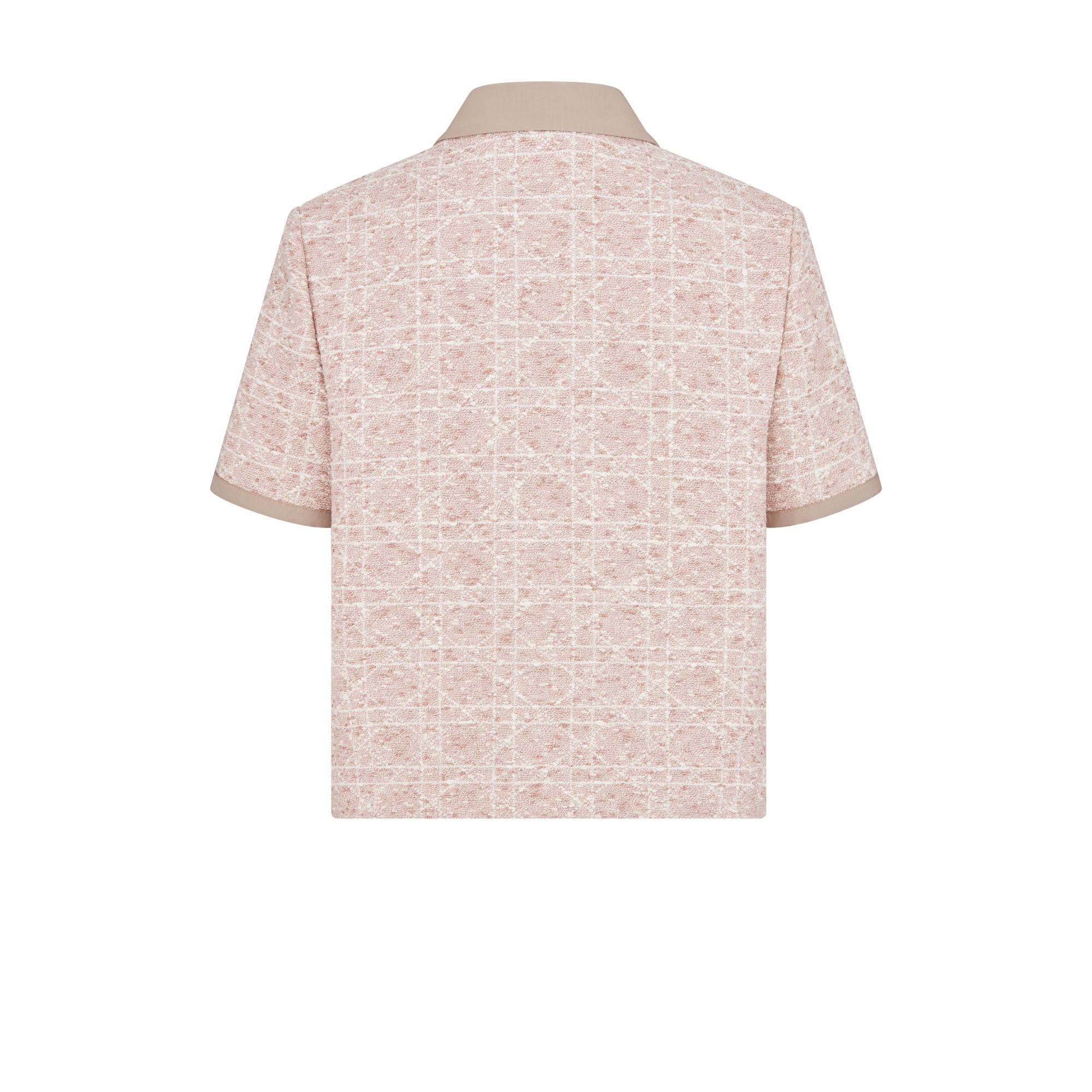 短袖外套 粉色棉质混纺粗花呢超大藤格纹 E08