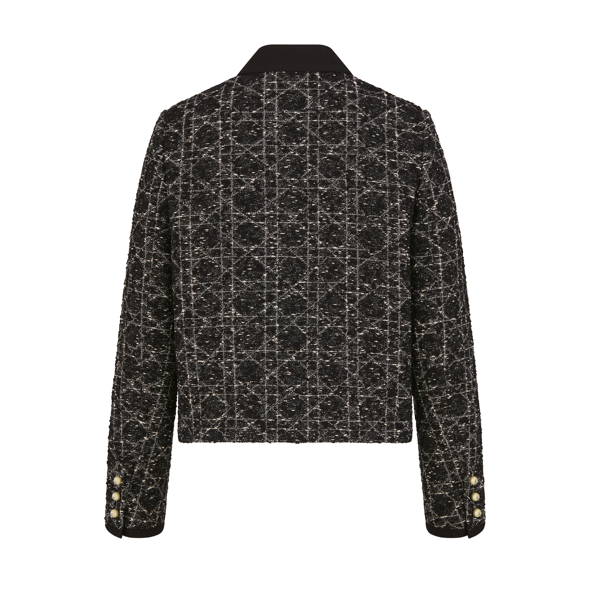 外套 黑色棉质混纺粗花呢超大藤格纹 E08