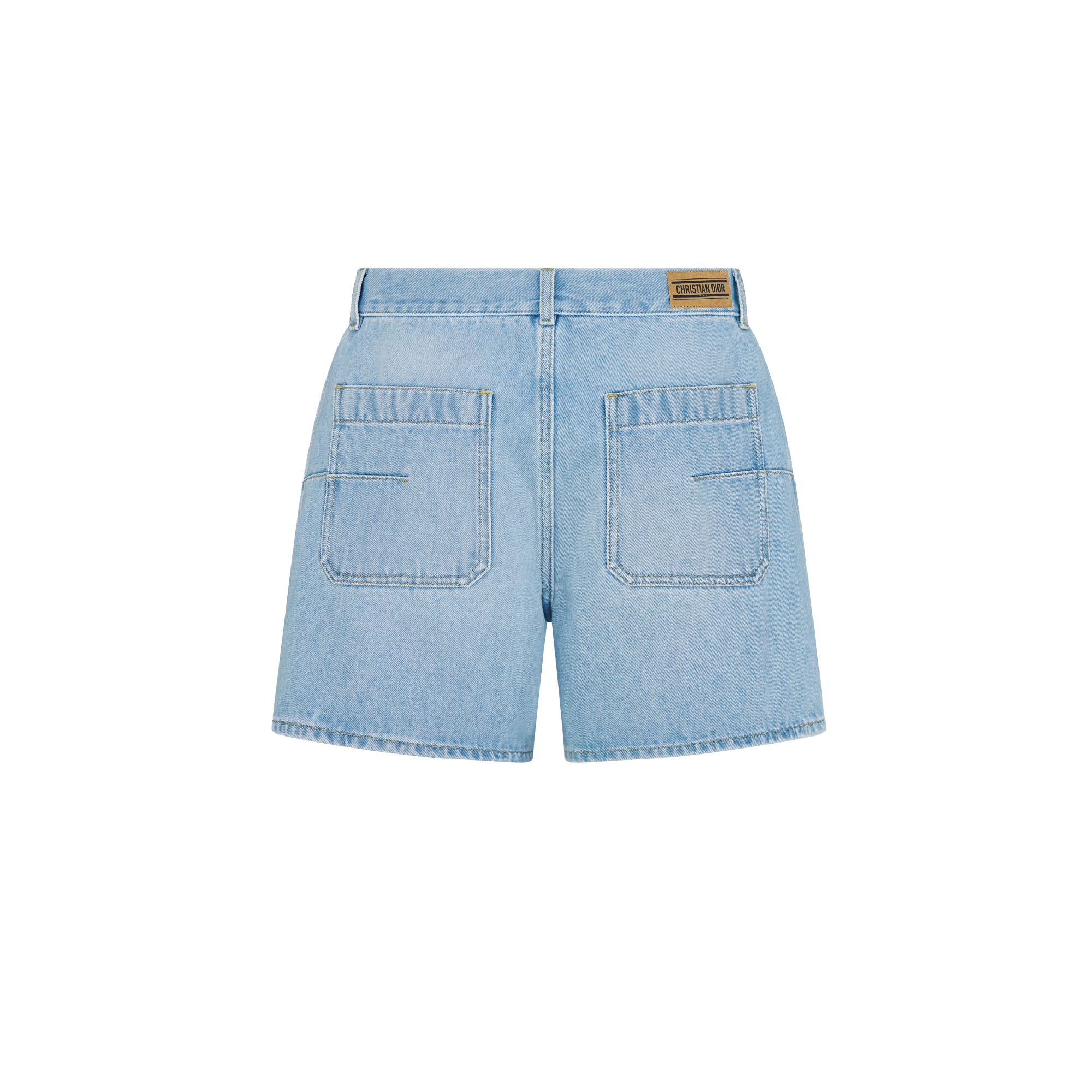 Dioriviera 短裤 淡蓝色石洗棉质牛仔布 Oblique 印花内部 E08