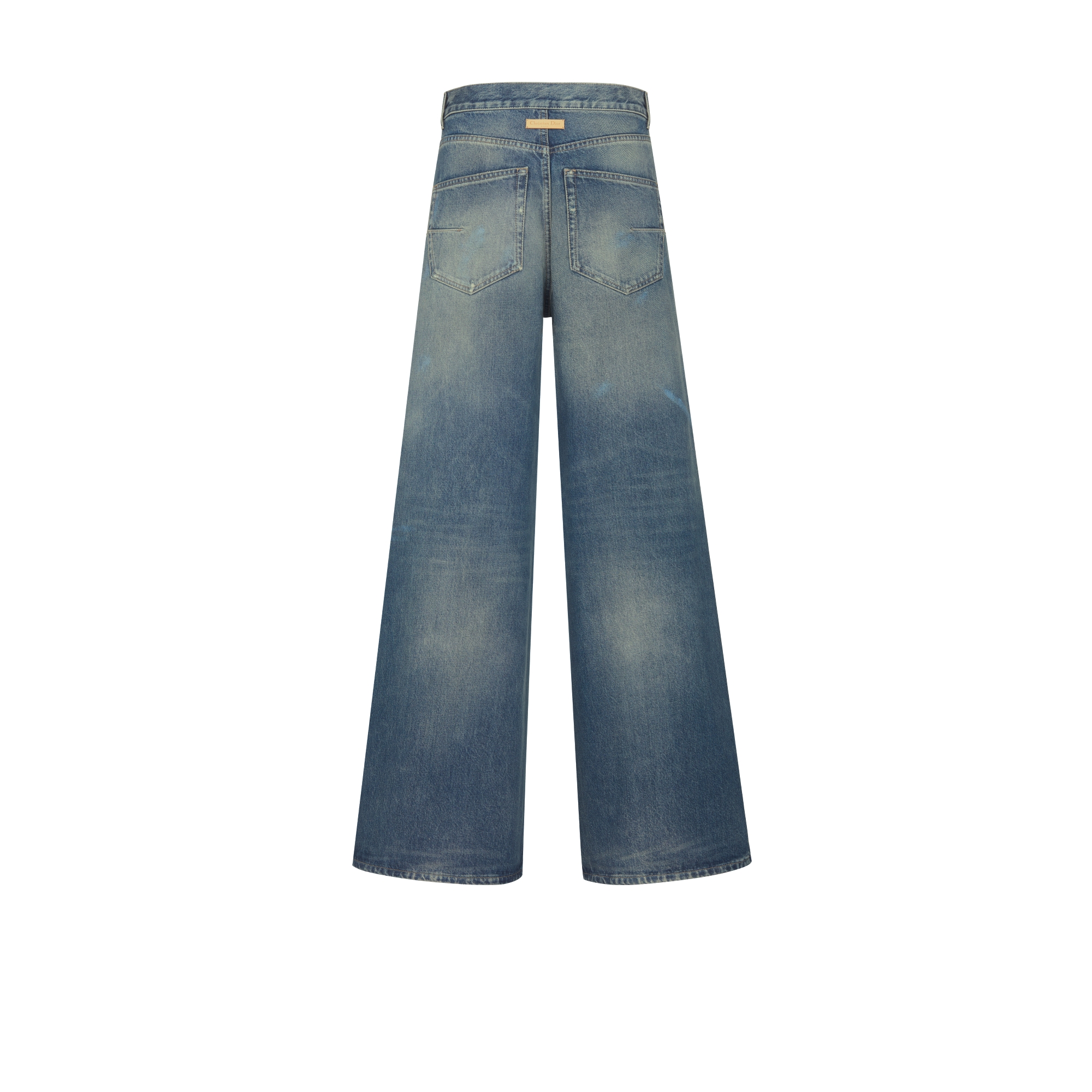 喇叭形牛仔裤 蓝色石洗棉质牛仔布复古效果 E08