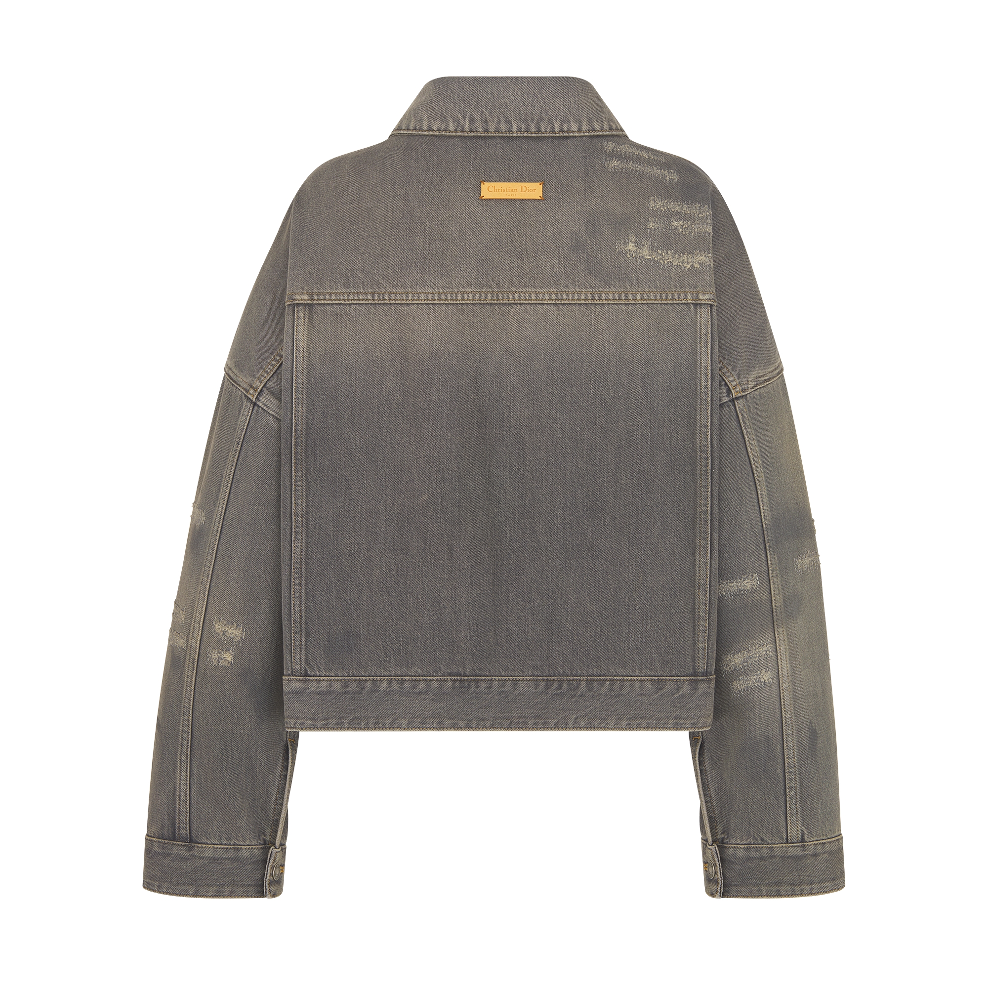 外套 灰色石洗棉质牛仔布复古效果搭配腰带 E08