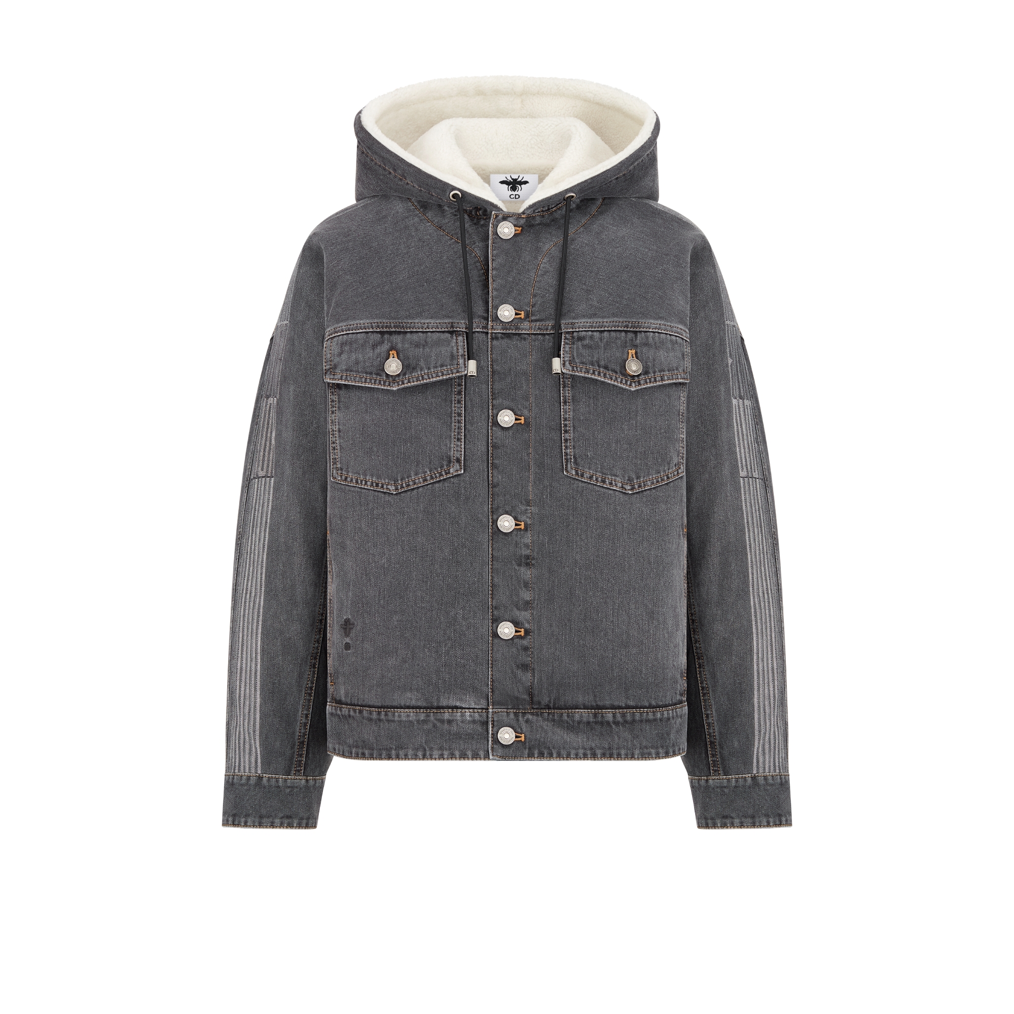 DiorAlps 超大版型连帽夹克 灰色棉质牛仔布 Dior Graphique 图案 E01