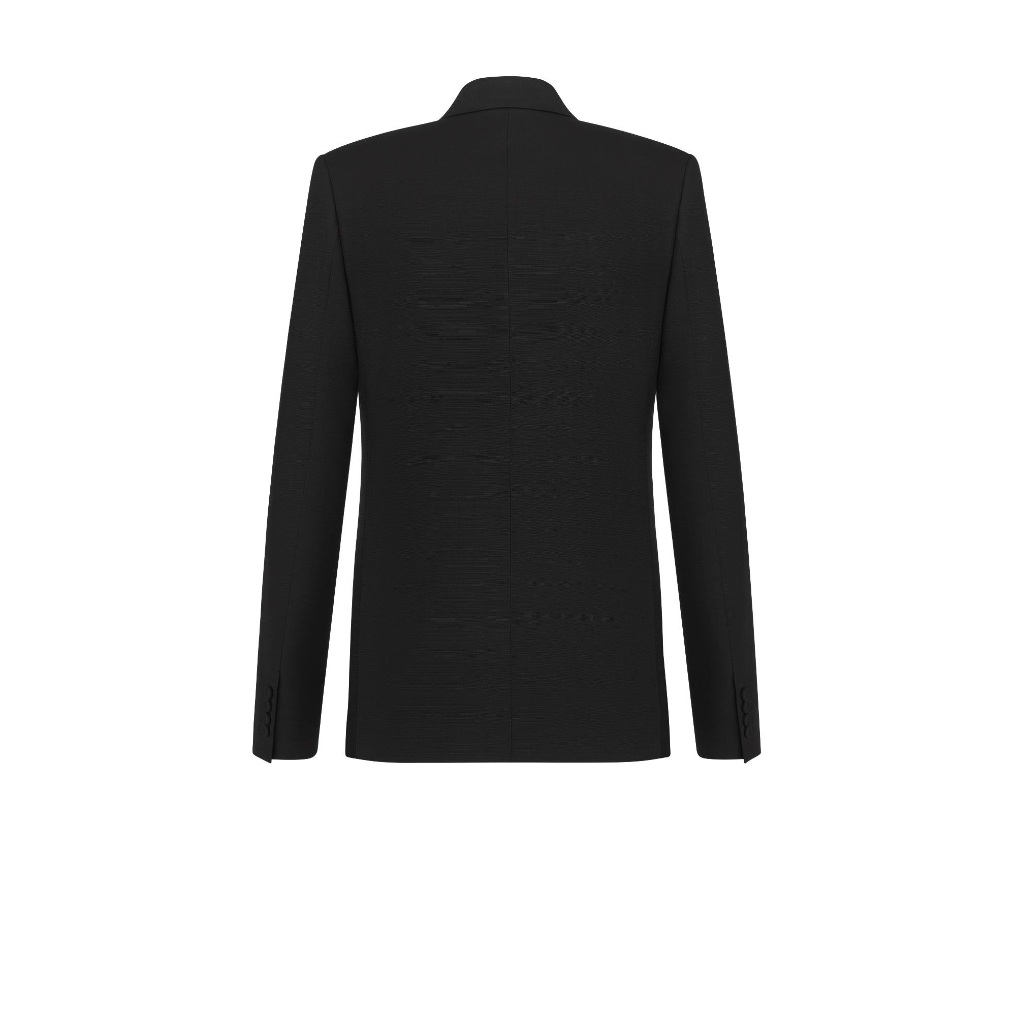 斜襟单西 黑色绵羊毛混纺面料 E08