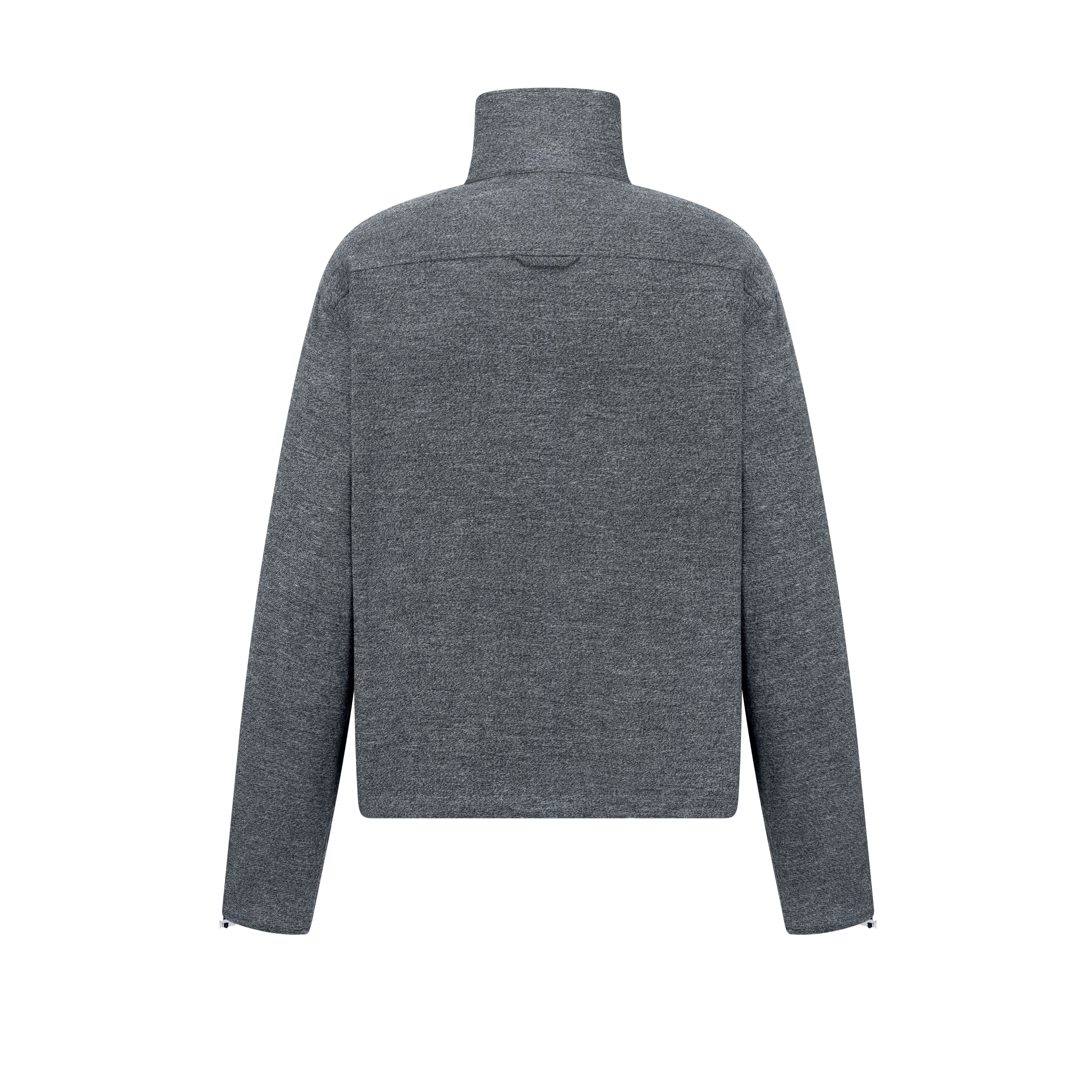 拉链衬衫 灰色棉质法兰绒 Dior Ribbon 刺绣 E08