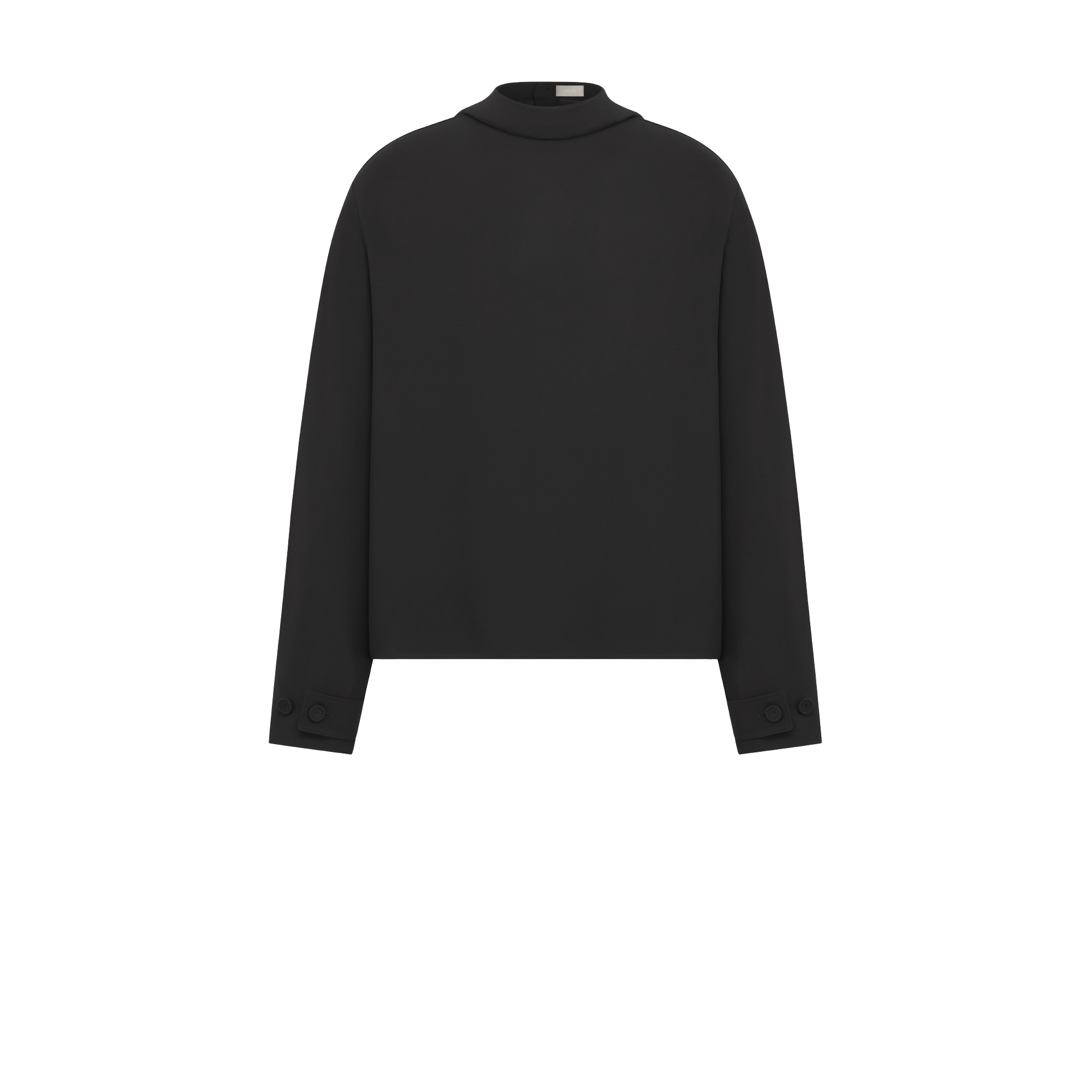 衬衫 黑色桑蚕丝绉纱面料搭配背面宽领带 E01