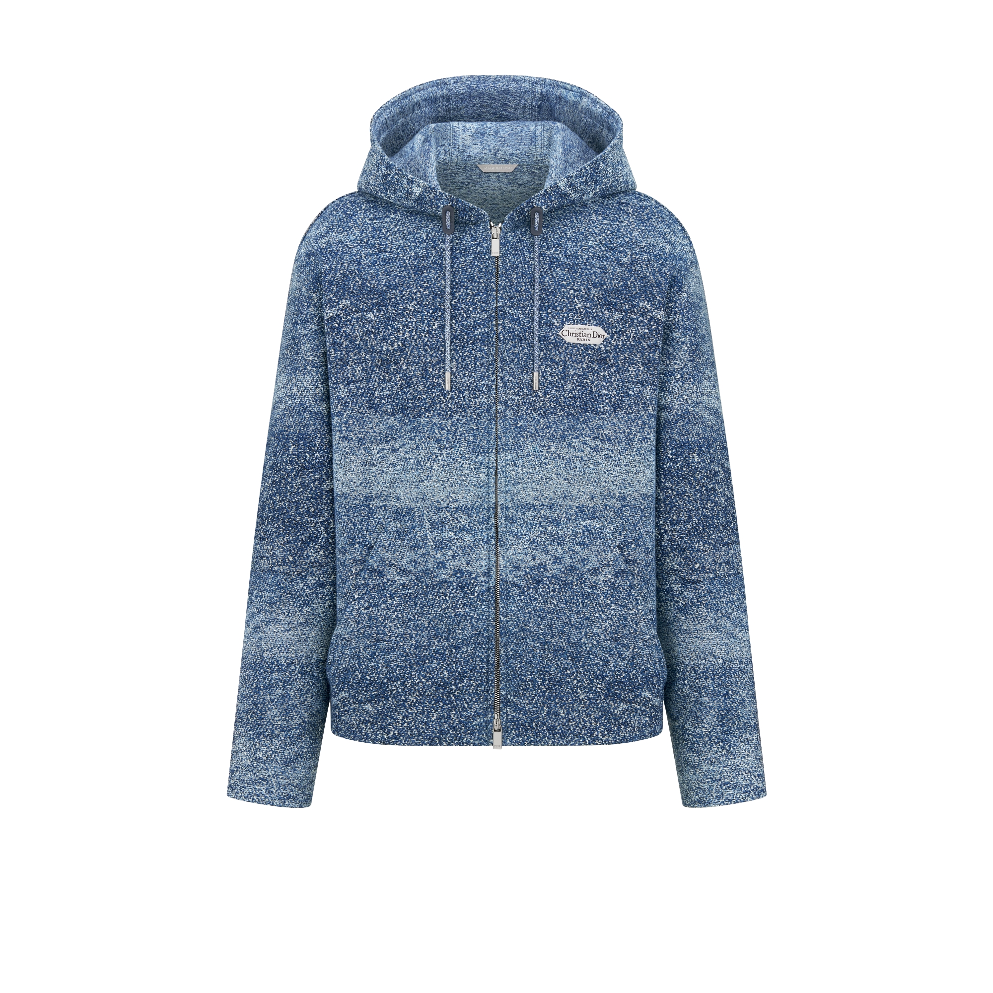 连帽短夹克 蓝色棉质提花面料 Christian Dior Paris 标签 E01