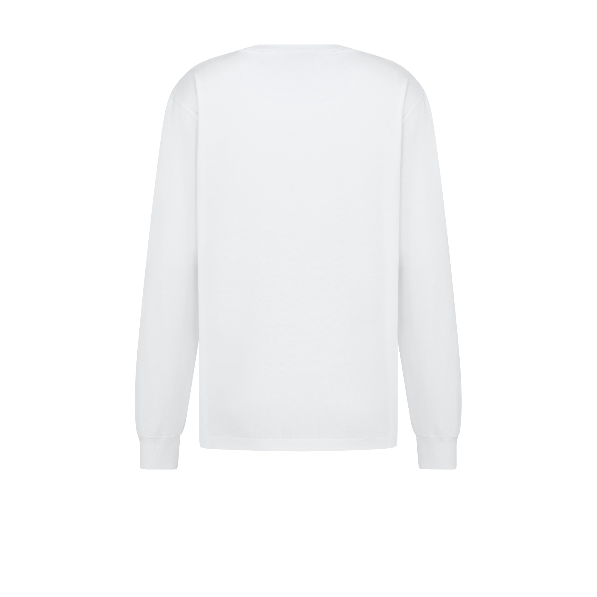 宽松版型长袖 T 恤 白色棉质平纹针织面料 Christian Dior Paris 标签 E08