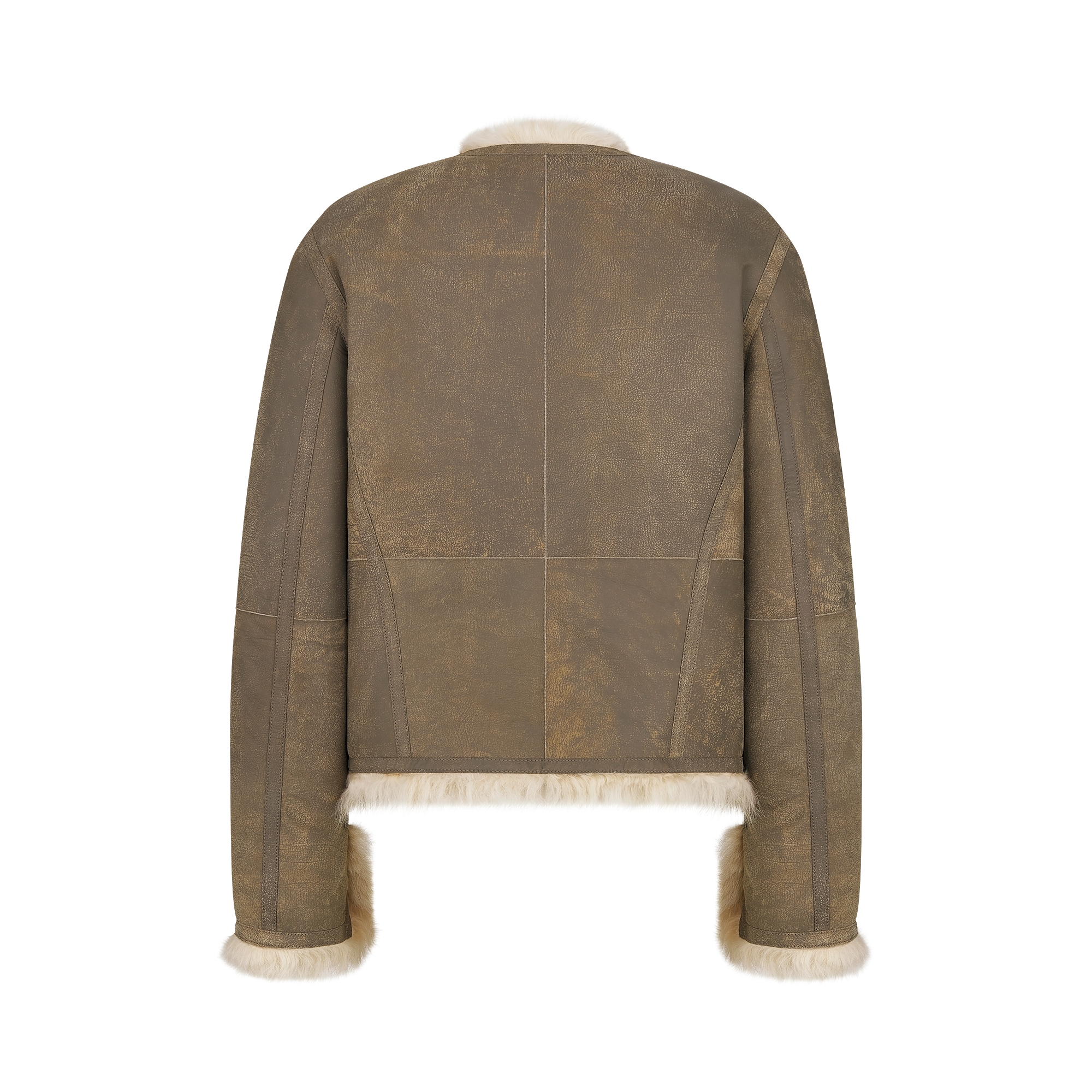 短夹克 米色羊皮革皮毛一体 E08