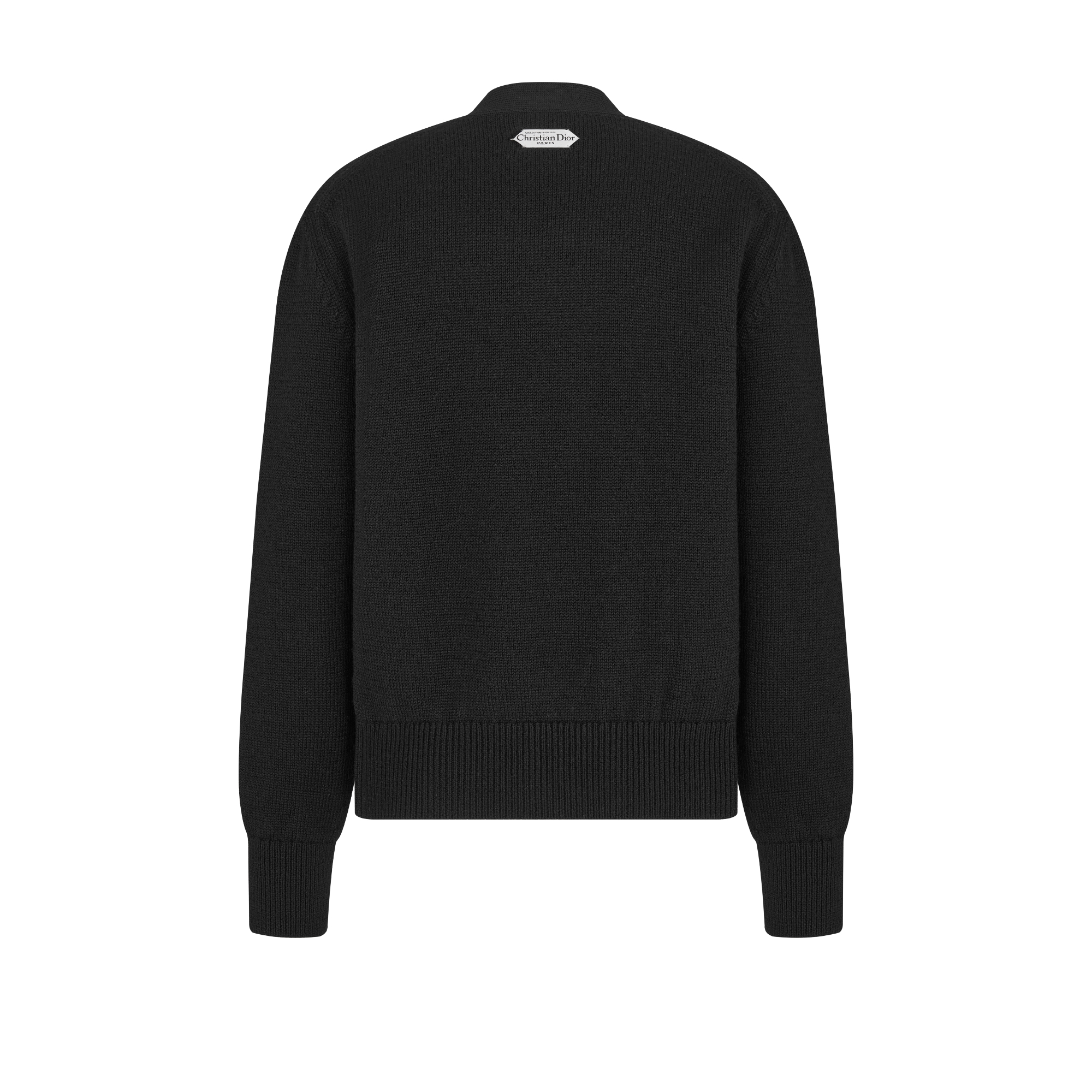 开衫 黑色绵羊毛平纹针织面料 Christian Dior Paris 标签 E08