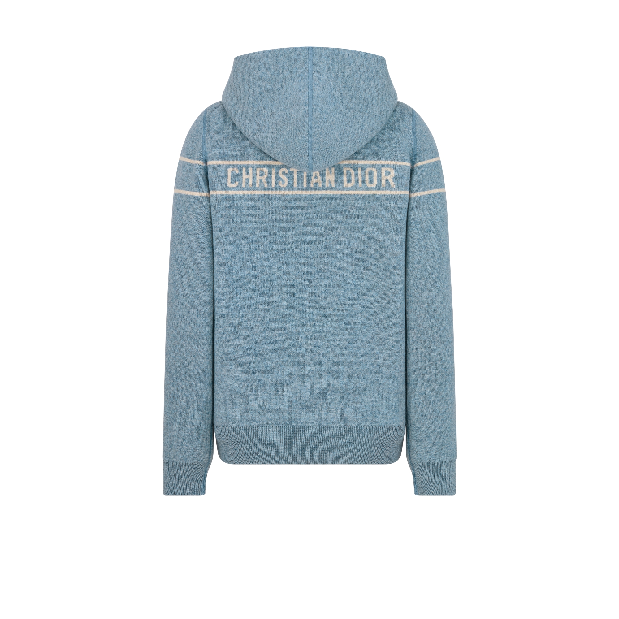 双面连帽开衫 蓝色山羊绒混纺针织面料 Oblique 印花 E08