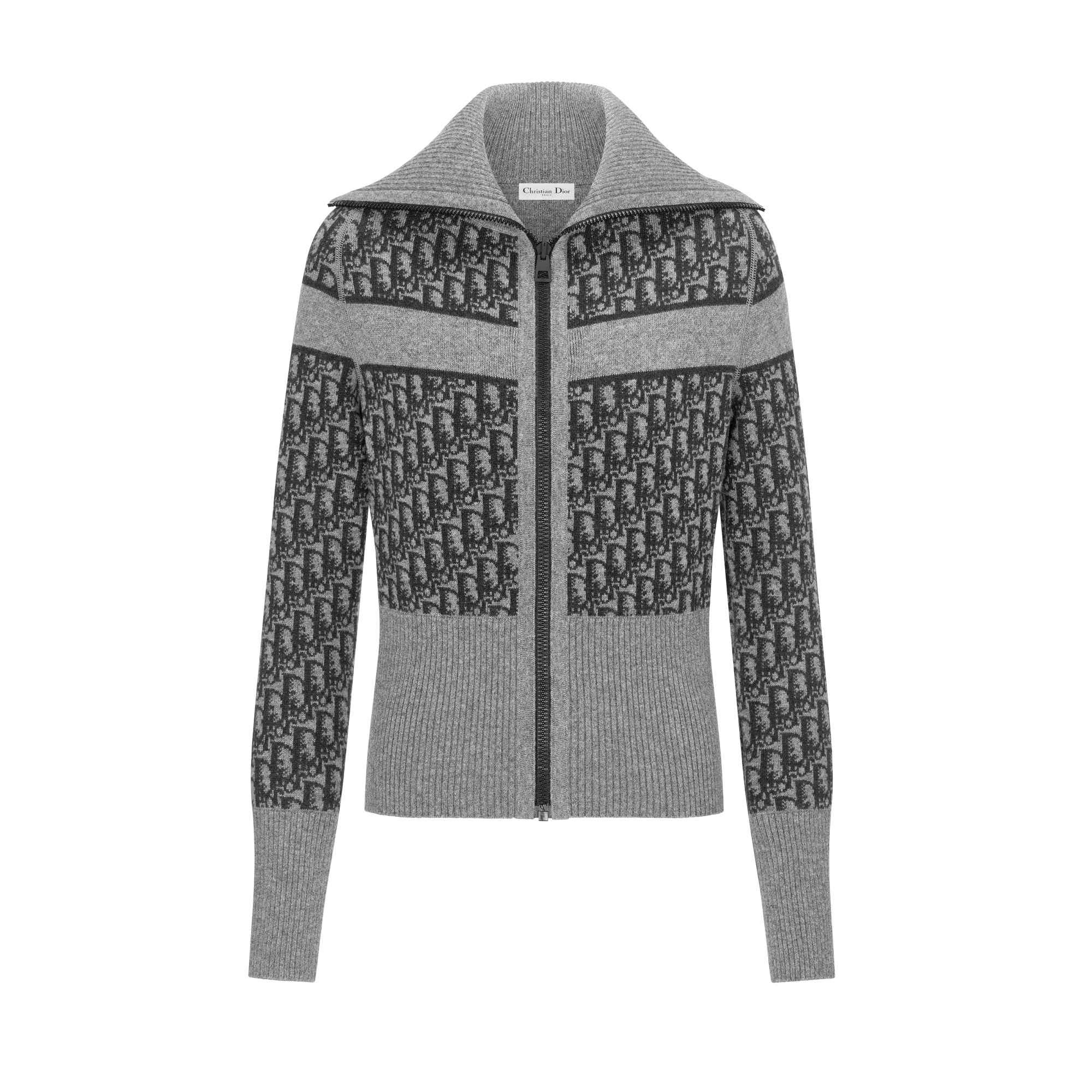 双面开衫 灰色山羊绒混纺针织面料 Oblique 印花 E07