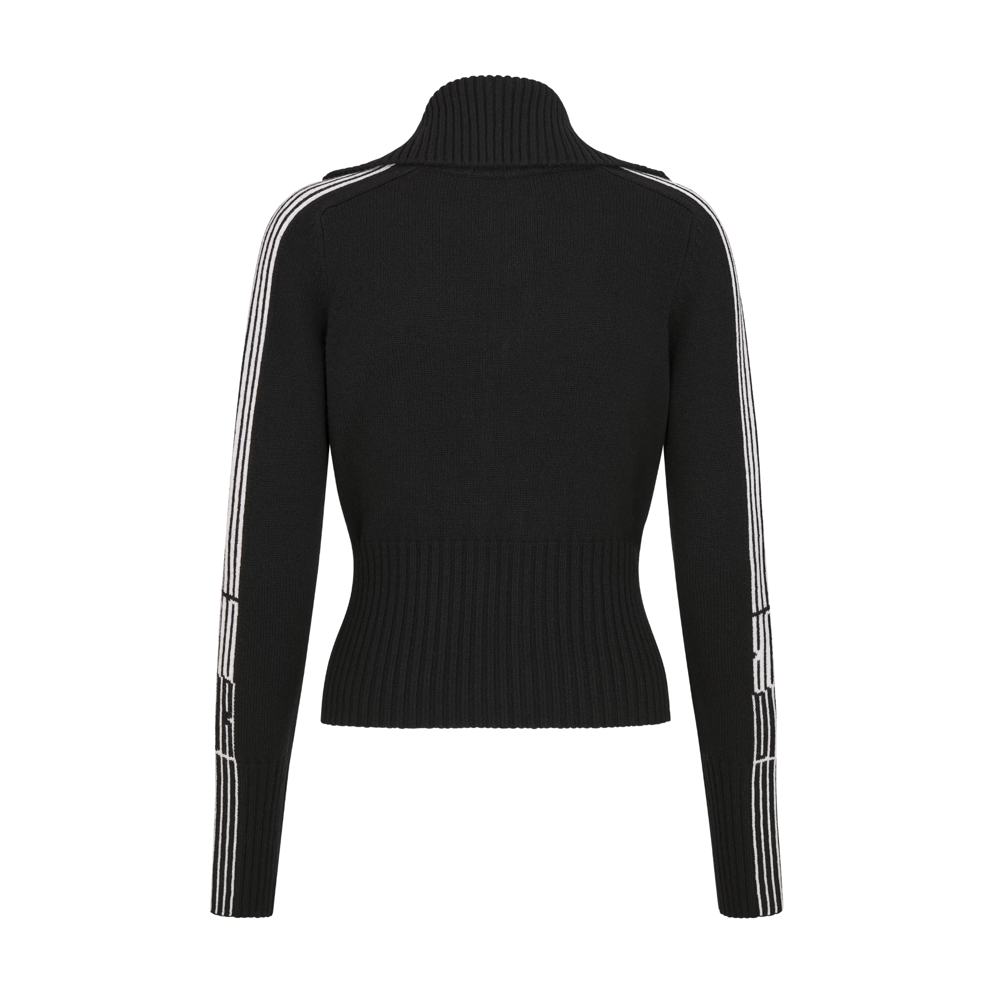 DiorAlps 短款开衫 黑色绵羊毛和山羊绒混纺针织面料白色 Dior Graphique 图案 E08