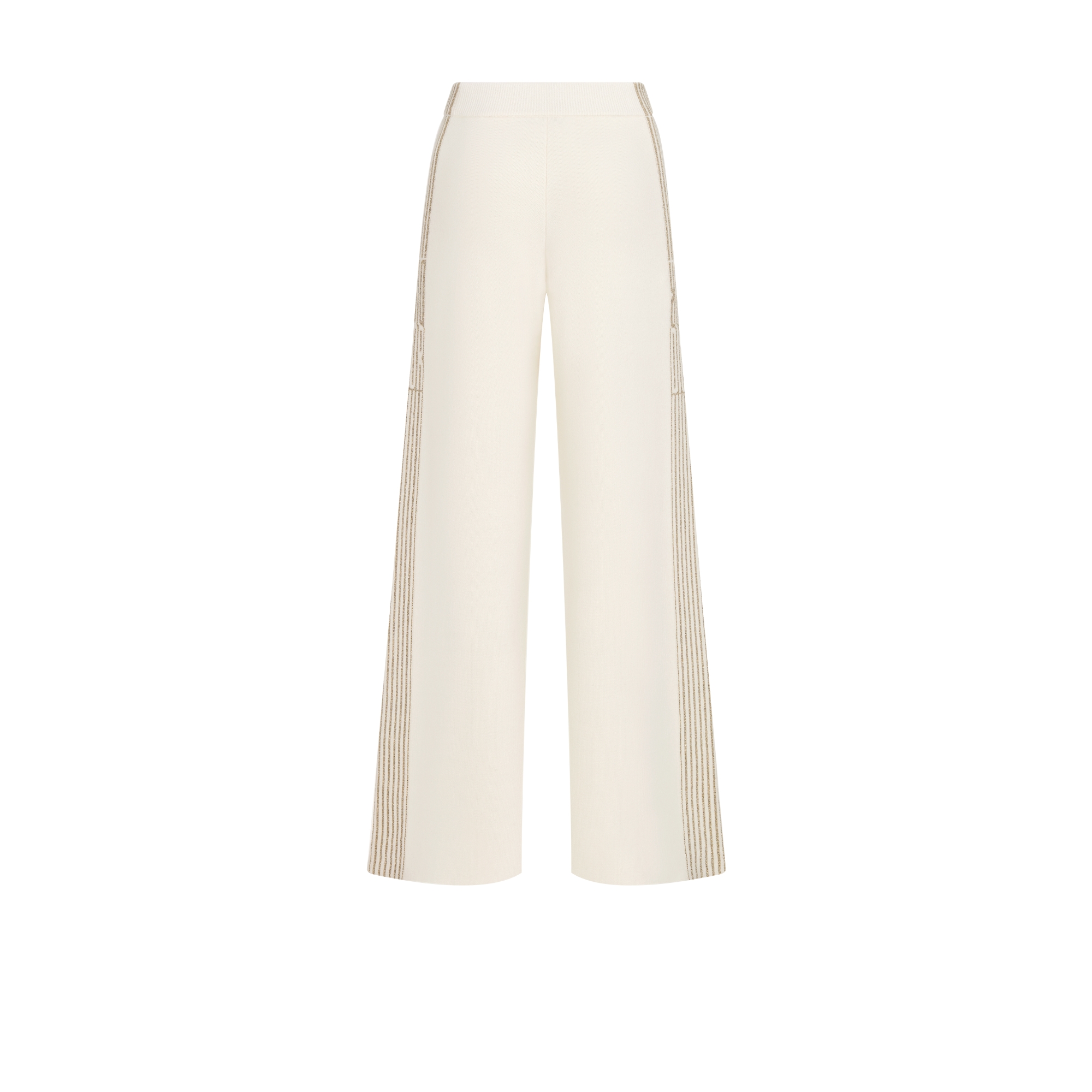 DiorAlps 喇叭裤 米白色山羊绒混纺针织面料金色调 Dior Graphique 图案 E08