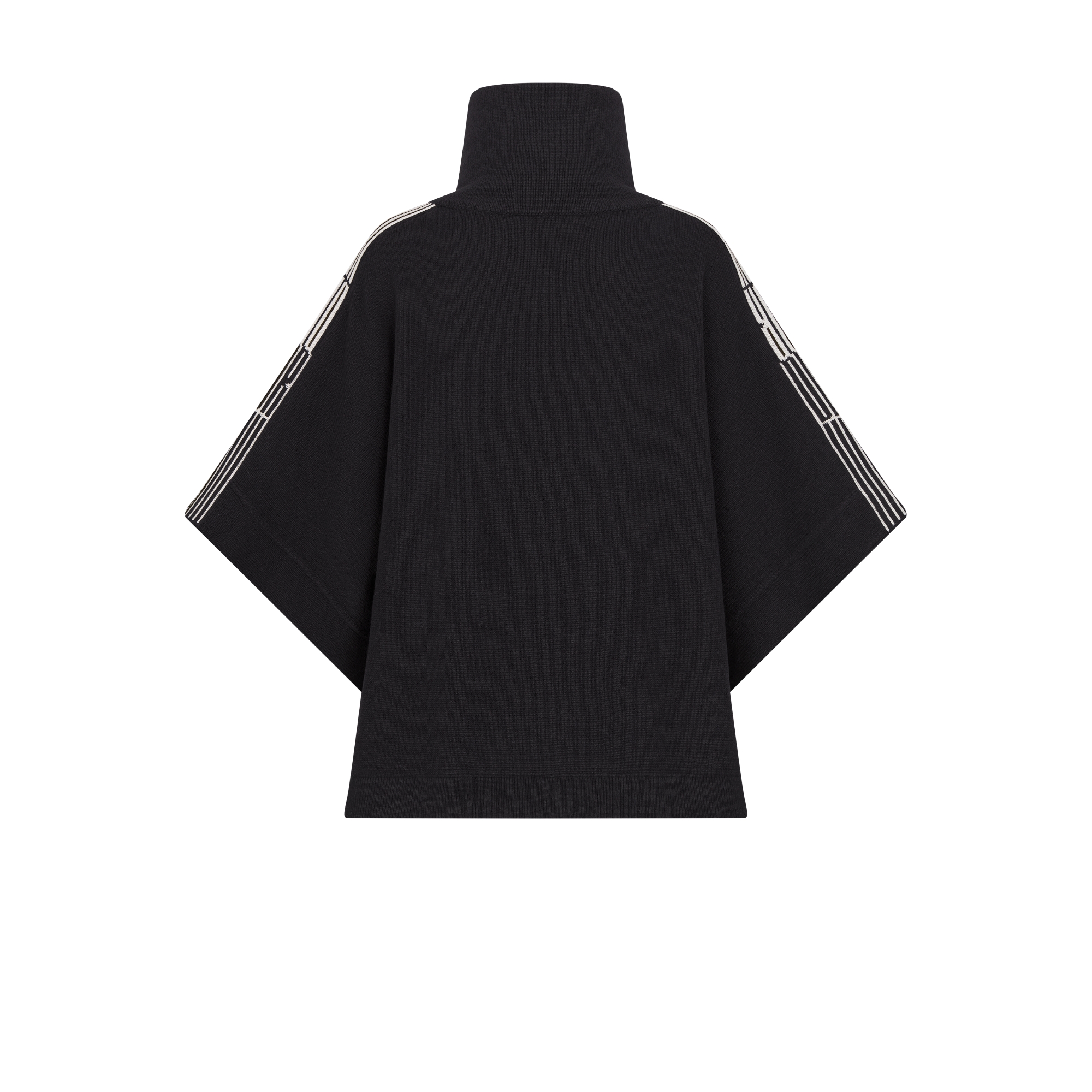 DiorAlps 斗篷 黑色绵羊毛和山羊绒混纺针织面料白色 Dior Graphique 图案 E08