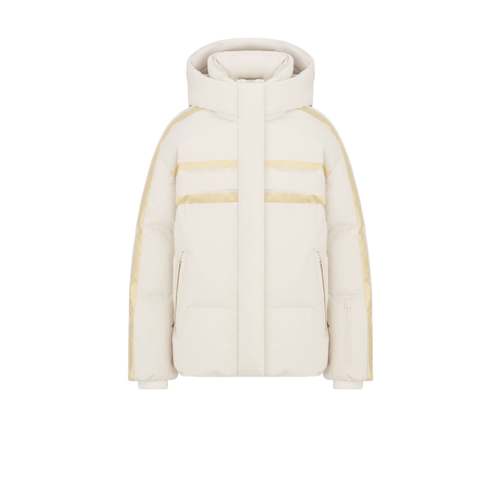 DiorAlps 连帽夹克 白色绗缝塔夫绸科技面料金色调 Dior Star 图案 E01