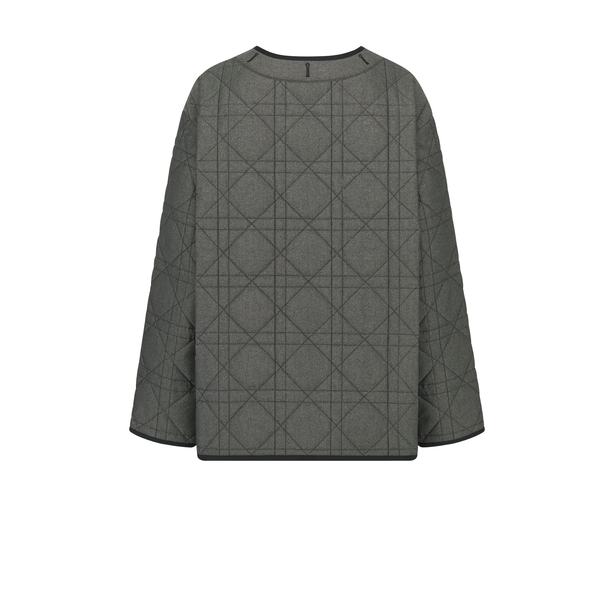 外套 灰色层次色调牛仔效果绗缝塔夫绸科技面料超大藤格纹图案 E08