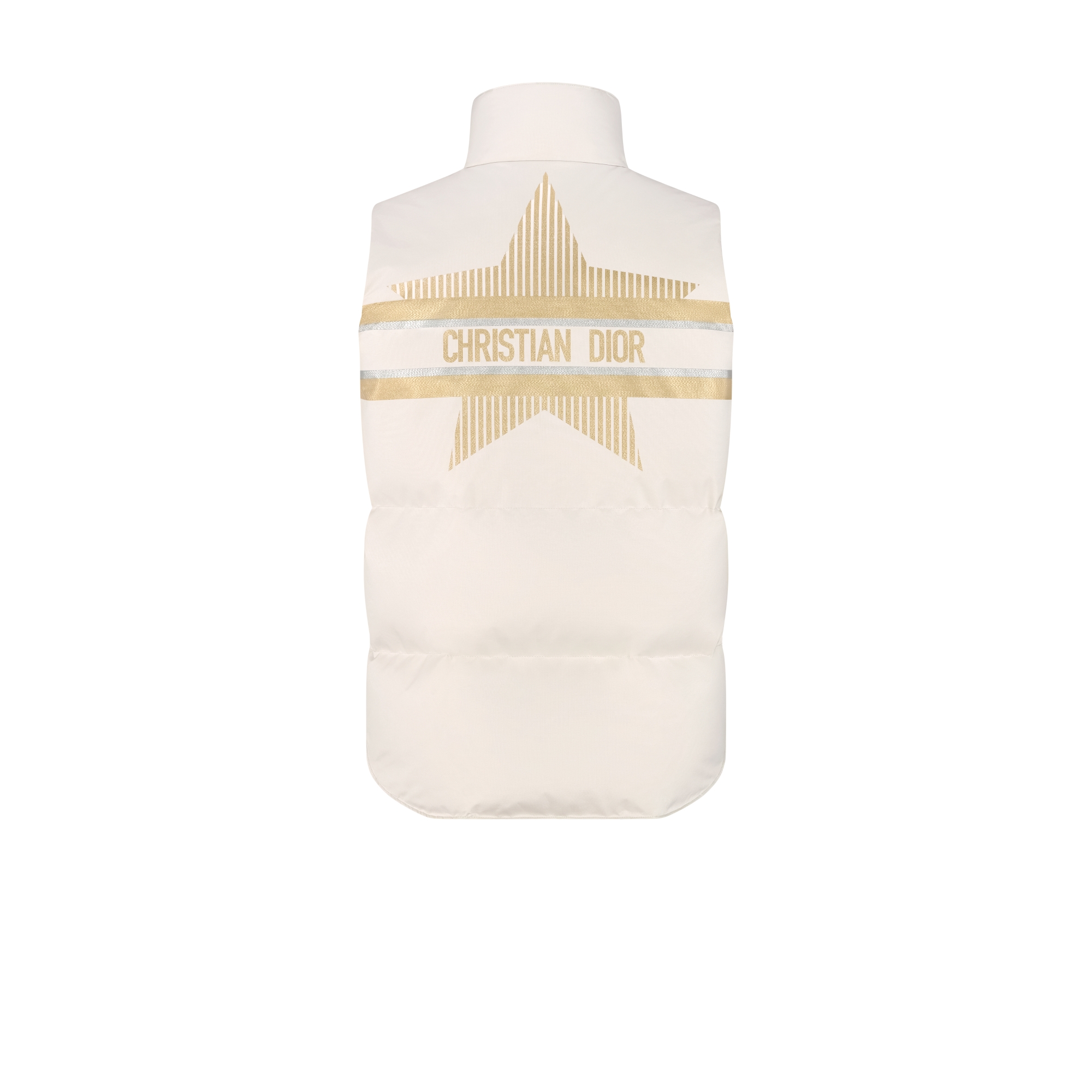 DiorAlps 背心 白色绗缝塔夫绸科技面料金色调 Dior Star 图案 E08