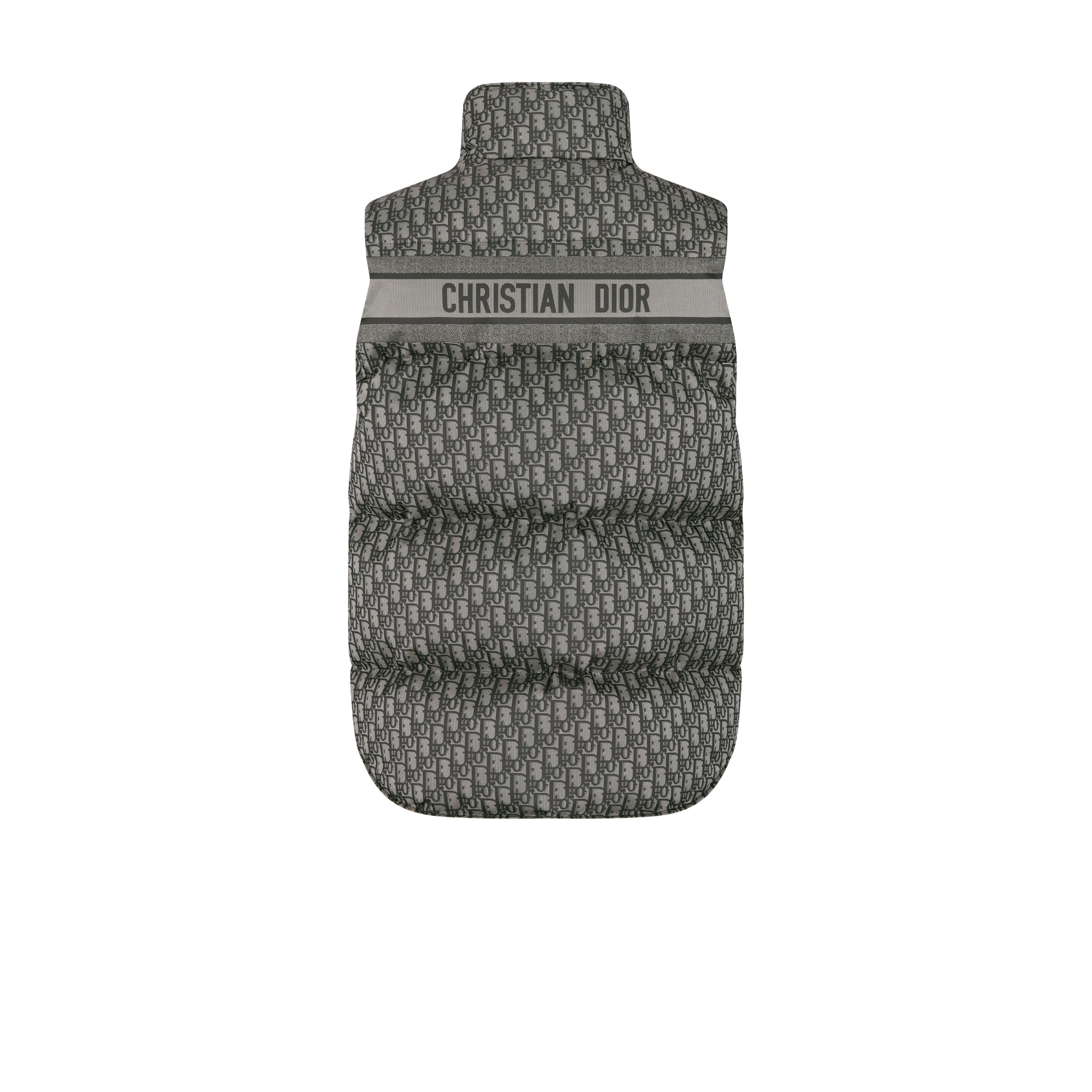 DiorAlps 背心 灰色和黑色绗缝塔夫绸科技面料 Oblique 印花 E08