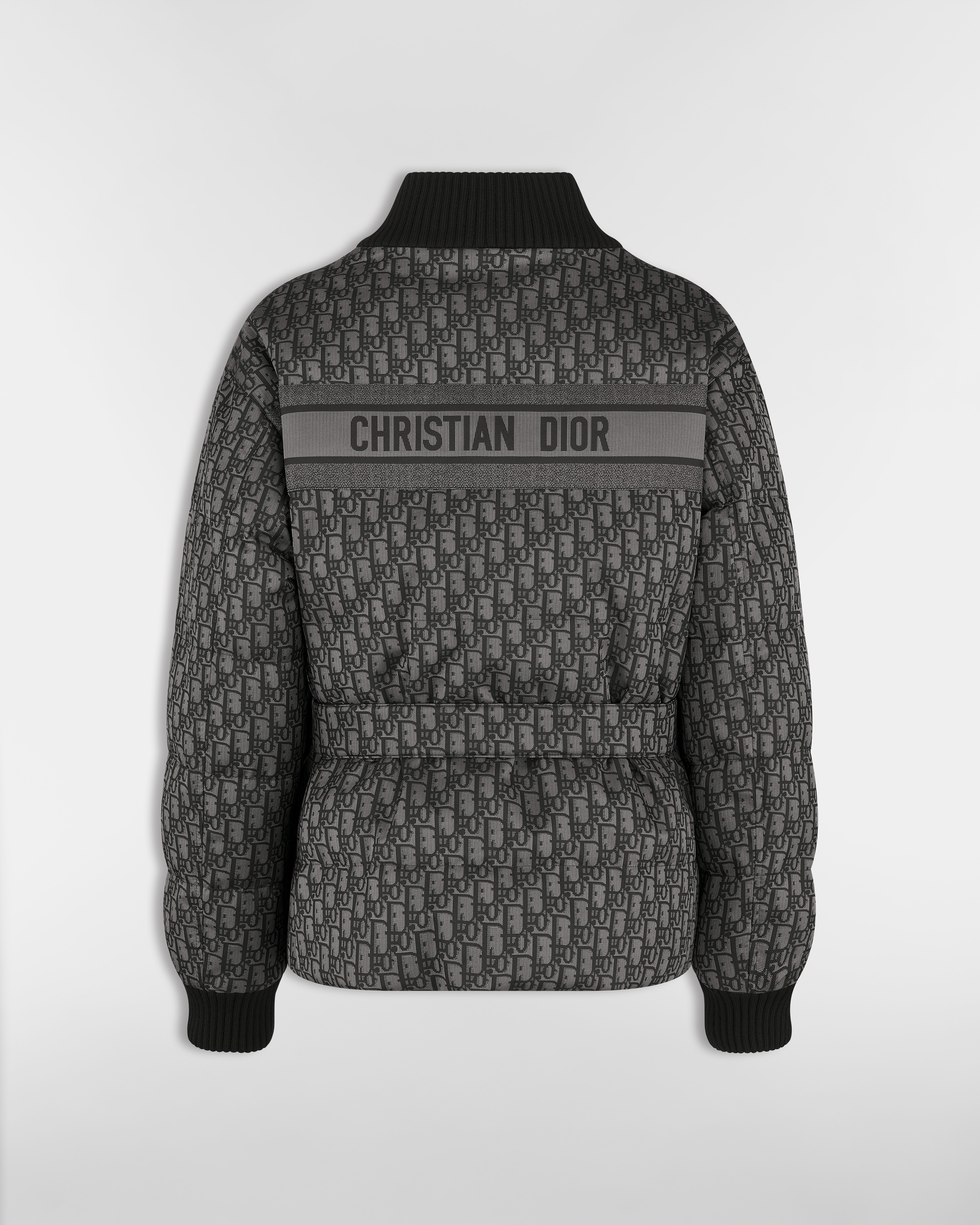 DiorAlps 双面夹克 灰色和黑色带夹层塔夫绸科技面料 Oblique 印花搭配腰带 E08
