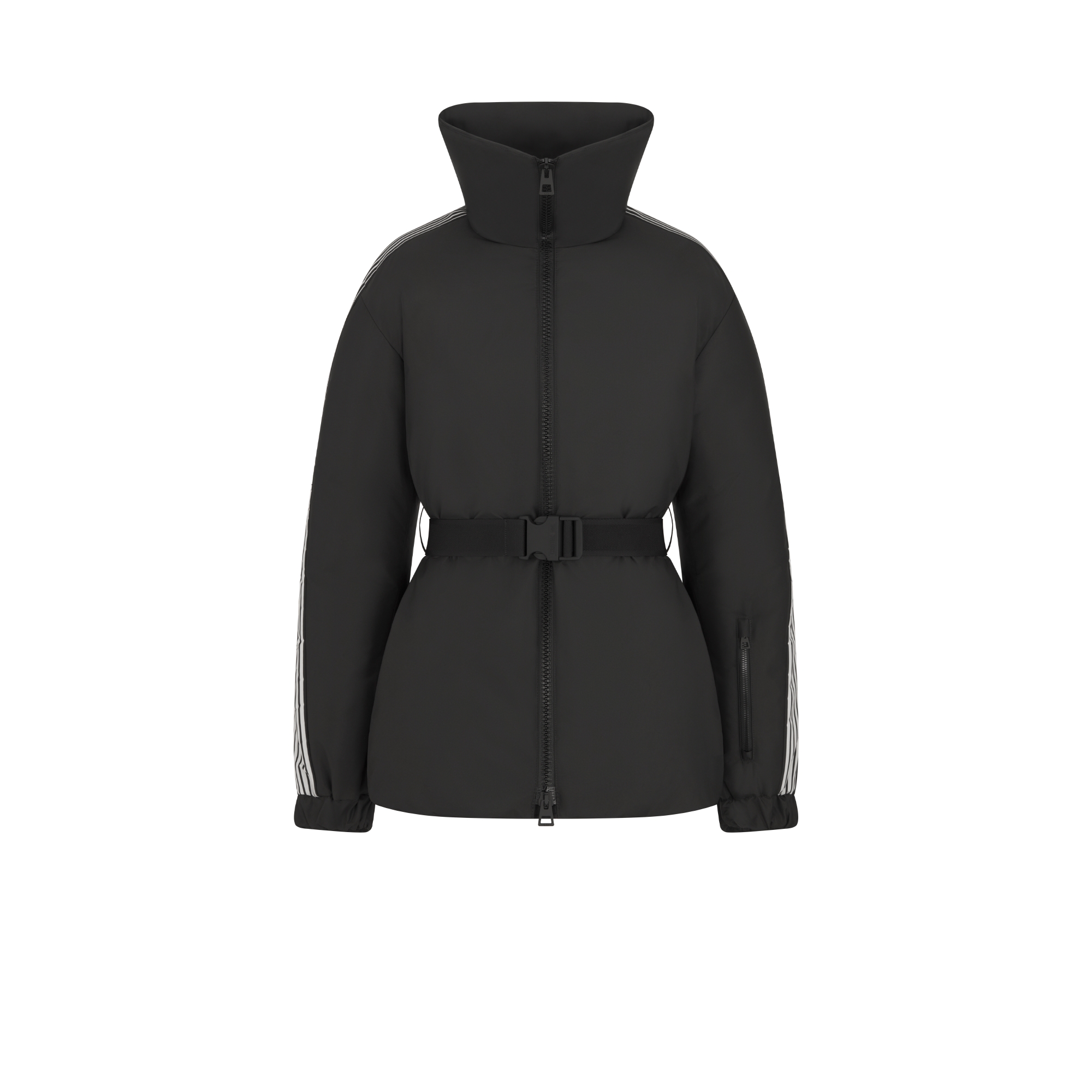 DiorAlps 夹克 黑色带夹层塔夫绸科技面料白色 Dior Graphique 图案搭配腰带 E01