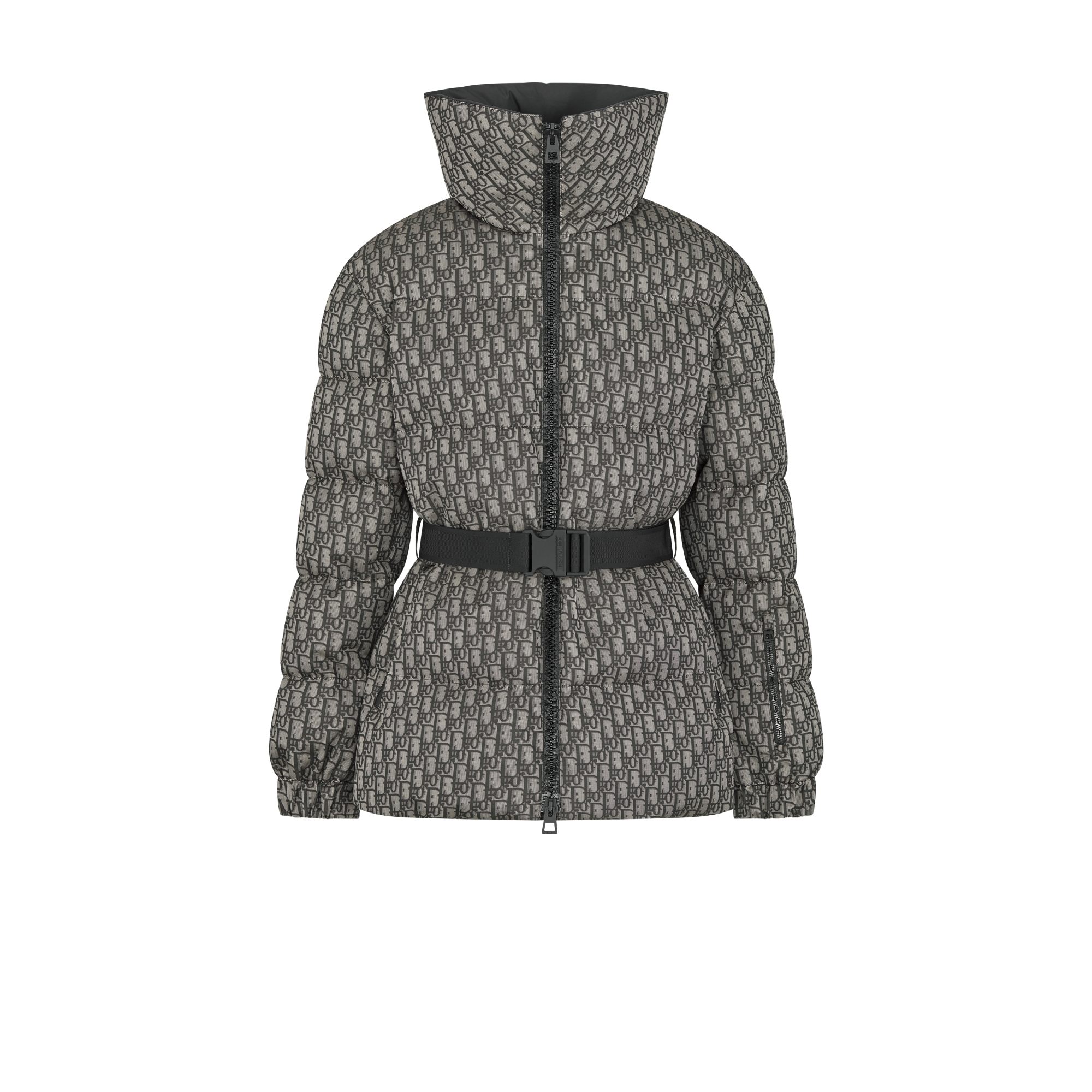 DiorAlps 夹克 灰色和黑色绗缝塔夫绸科技面料 Oblique 印花 E01