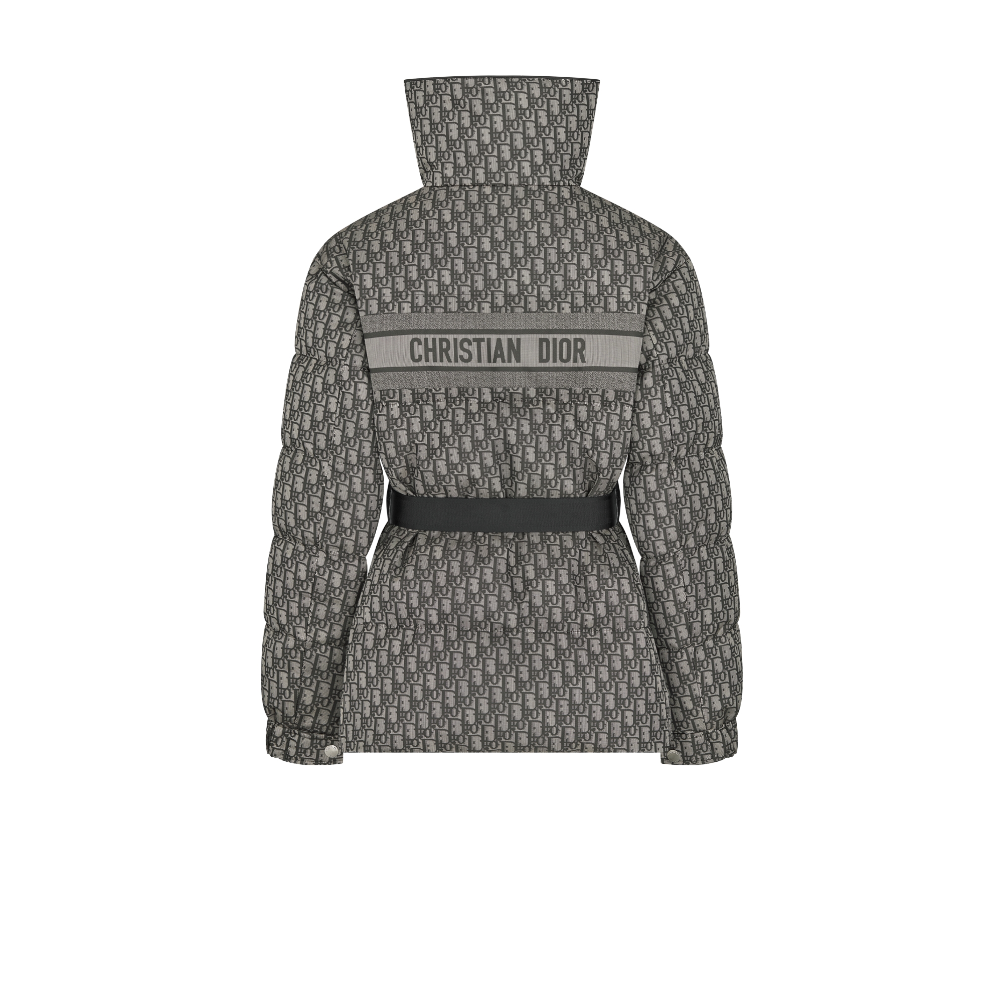 DiorAlps 夹克 灰色和黑色绗缝塔夫绸科技面料 Oblique 印花 E08