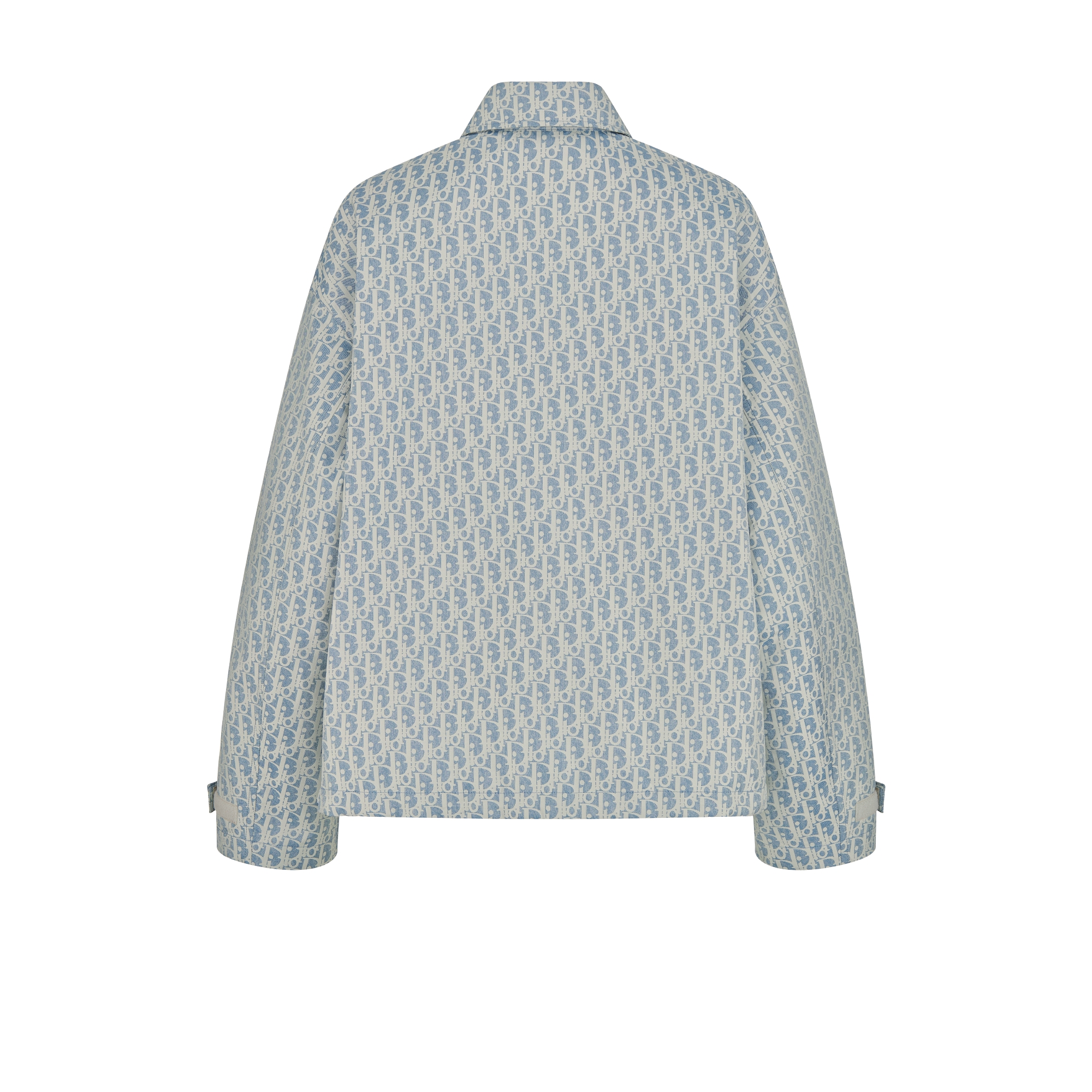 Dioriviera 夹克 蓝色和白色塔夫绸提花科技面料 Oblique 印花 E08