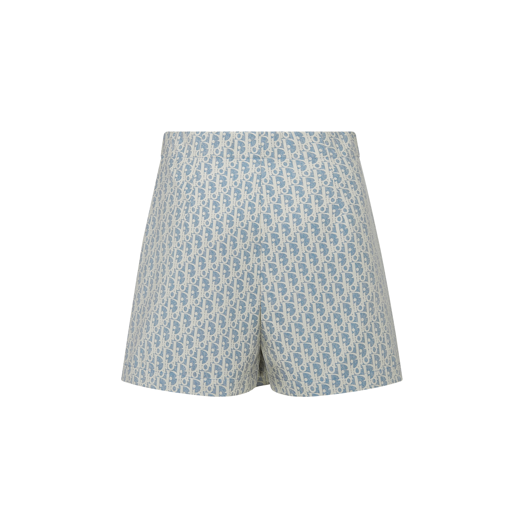 Dioriviera 裙裤 蓝色和白色塔夫绸提花科技面料 Oblique 印花 E08