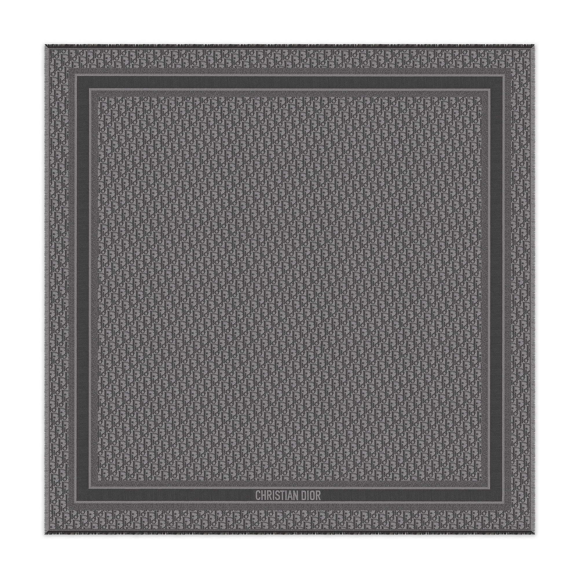 Dior 印花披肩 煤灰色桑蚕丝混纺面料 Oblique 印花 E01