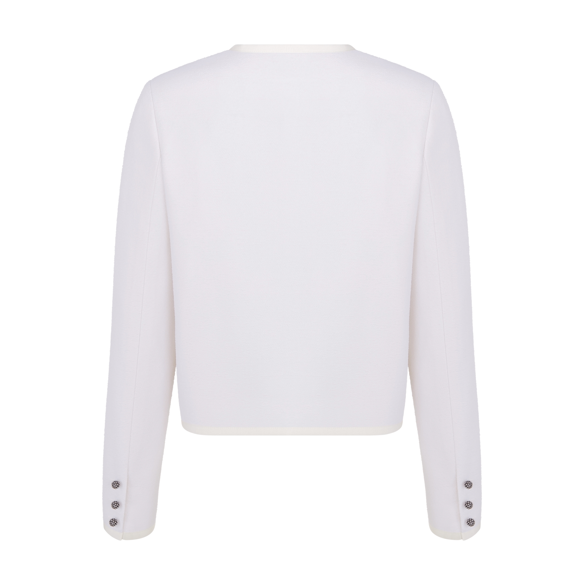 短款外套 米白色绵羊毛混纺毛圈花式线面料 E08