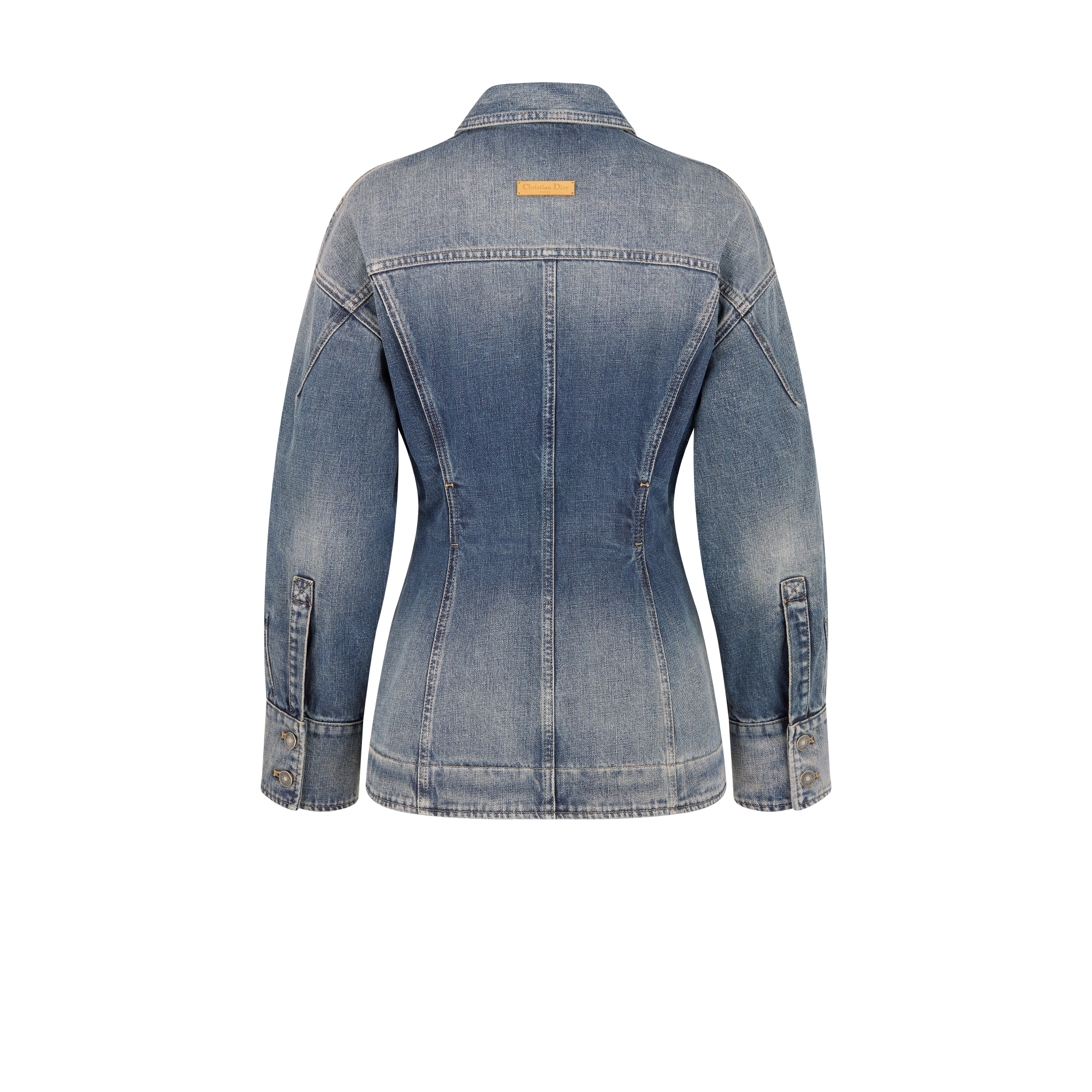 修身夹克 蓝色石洗棉质牛仔布搭配一体式紧身胸衣 E08