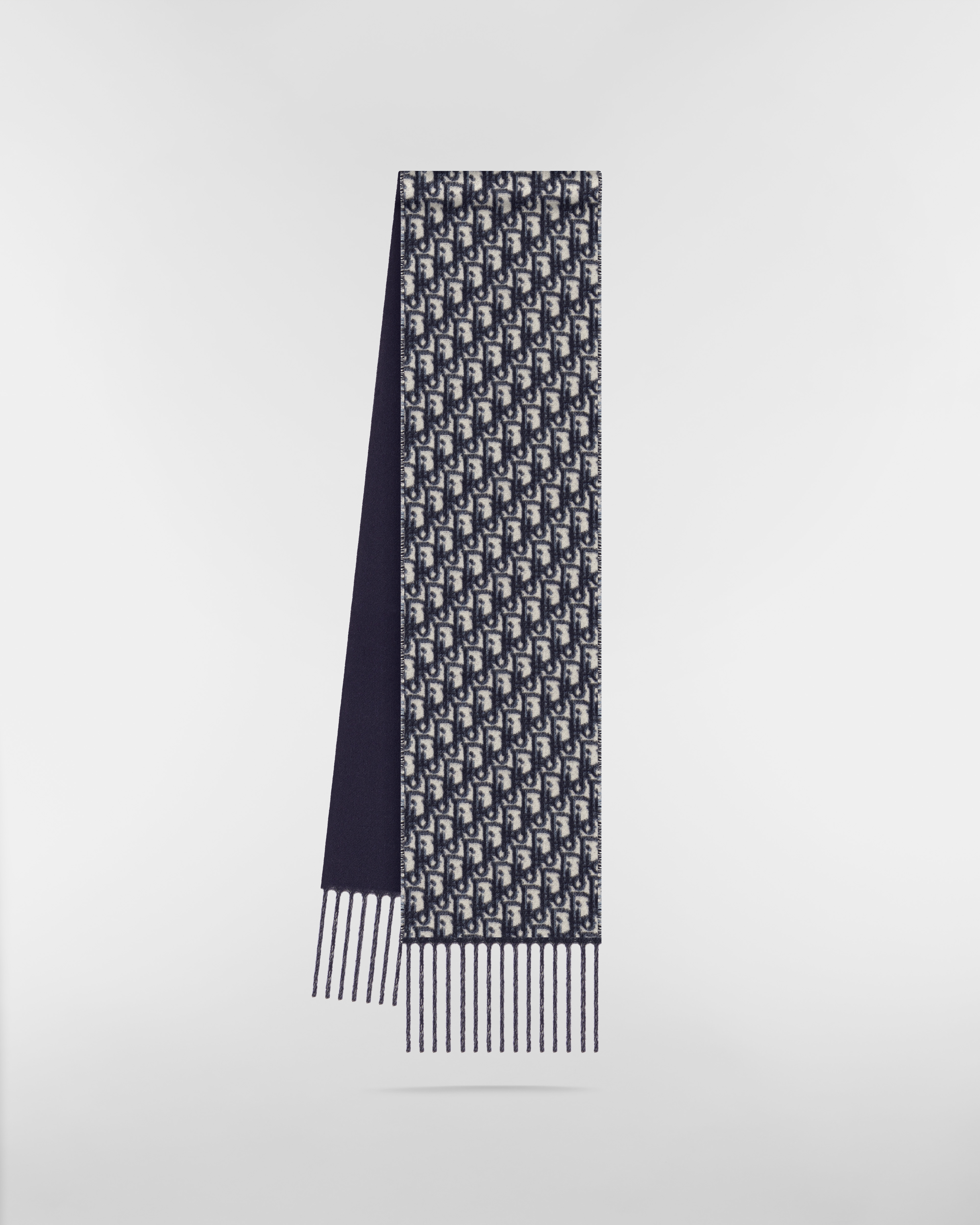 Dior 印花围巾 海军蓝色山羊绒面料 Oblique 印花 E03