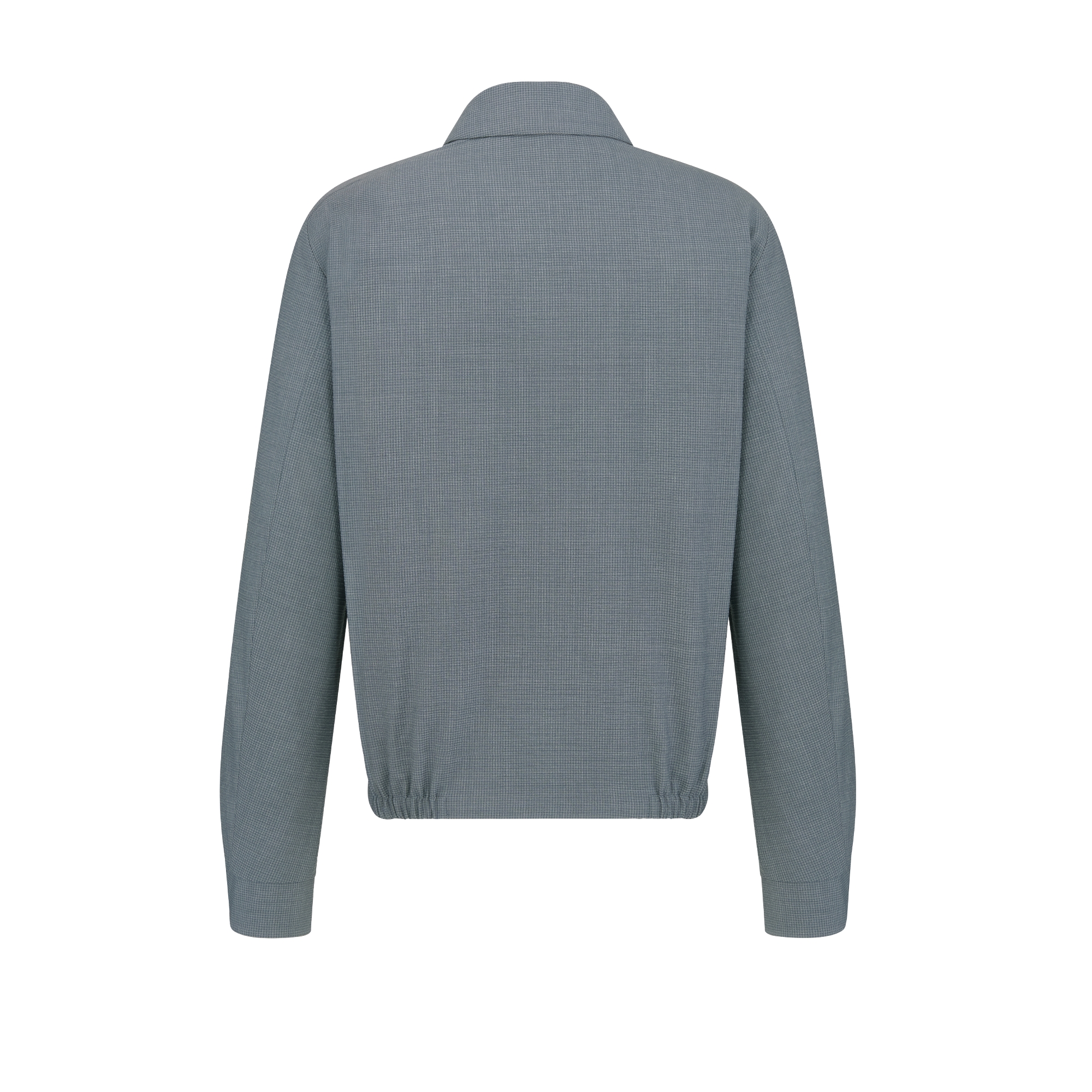 拉链夹克 灰色绵羊毛混纺泡泡纱格子面料 E08