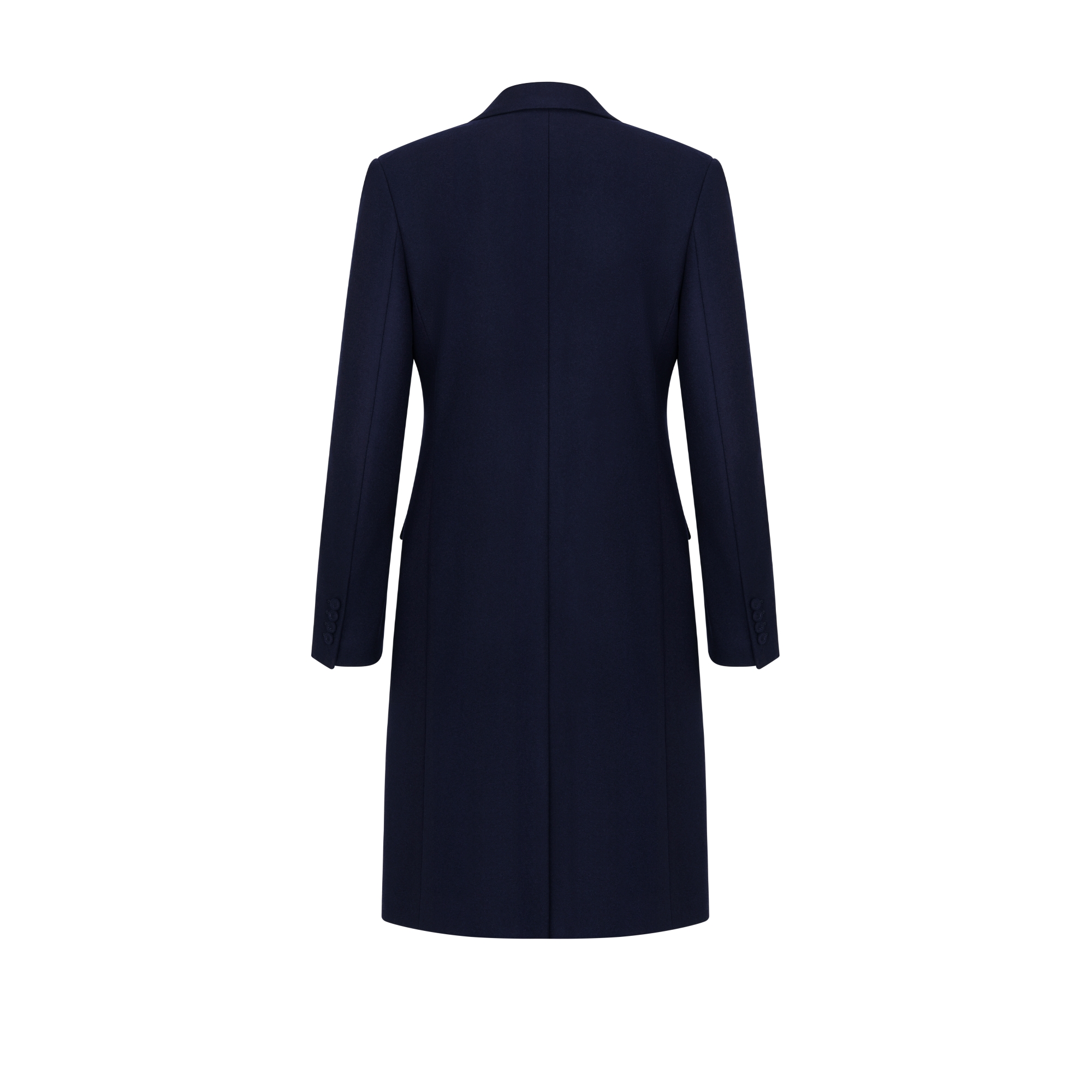 长款大衣 海军蓝色绵羊毛面料搭配纽扣饰带 E08