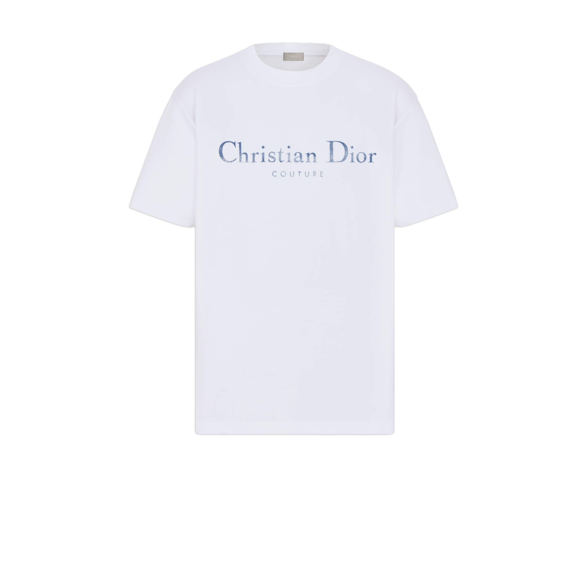 宽松版型 T 恤 白色棉质平纹针织仿旧效果 Christian Dior Couture 印花 E01