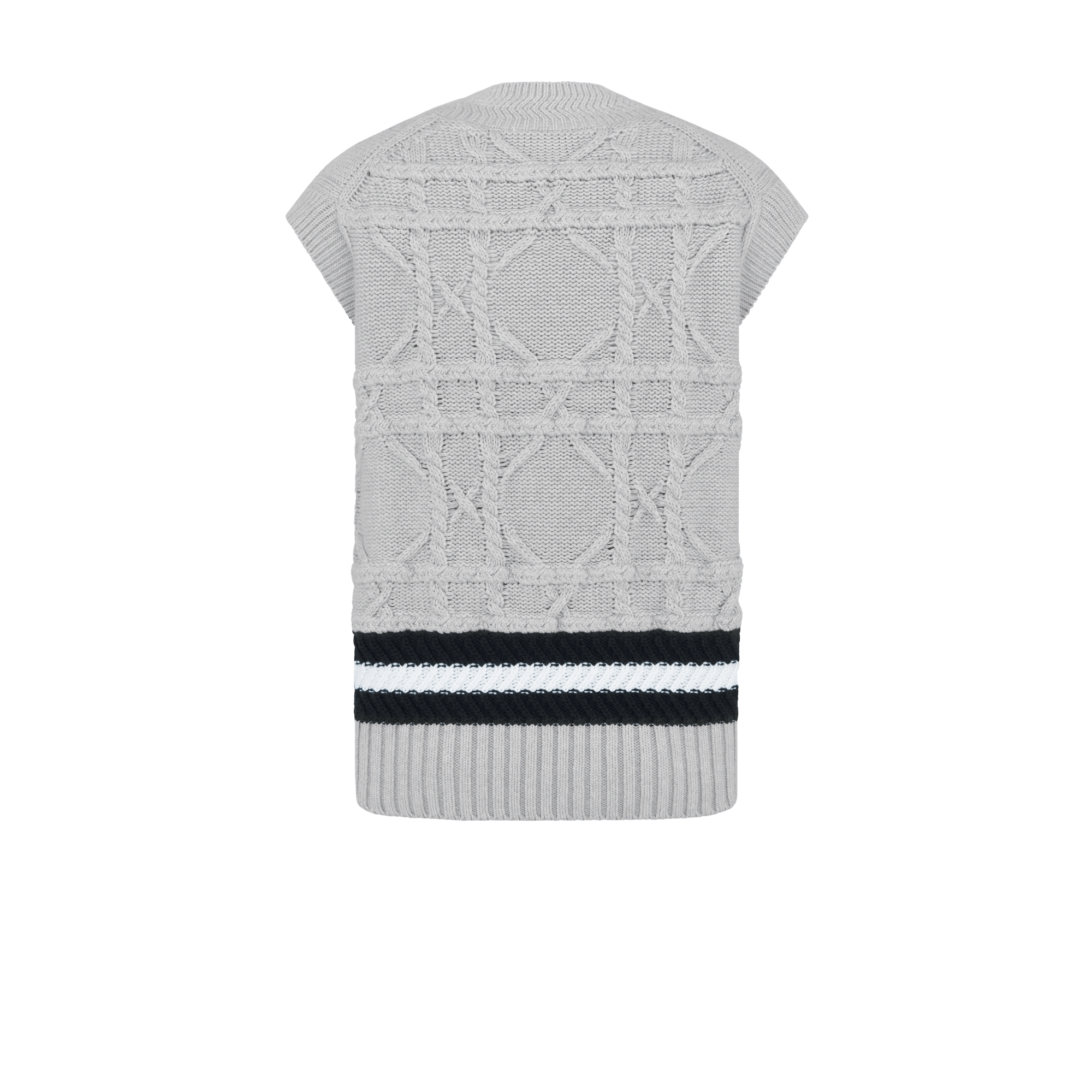 Dior Icons 针织背心 灰色亚麻和山羊绒混纺绞花针织面料 E08