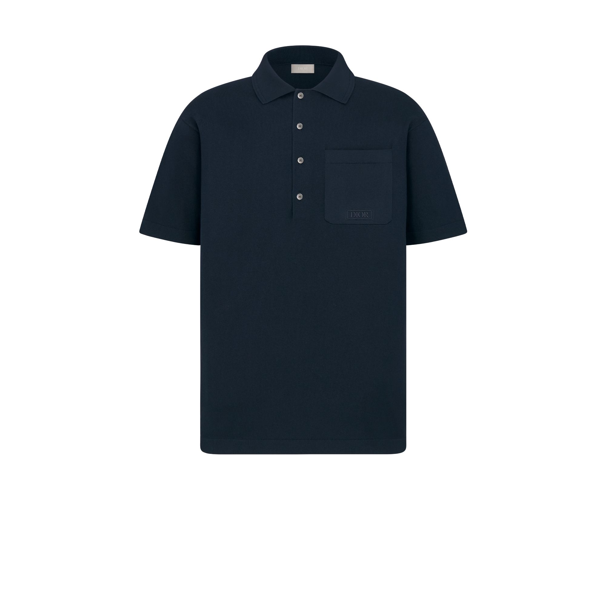 Dior Icons Polo 衫 海军蓝色棉质混纺平纹针织面料 E01